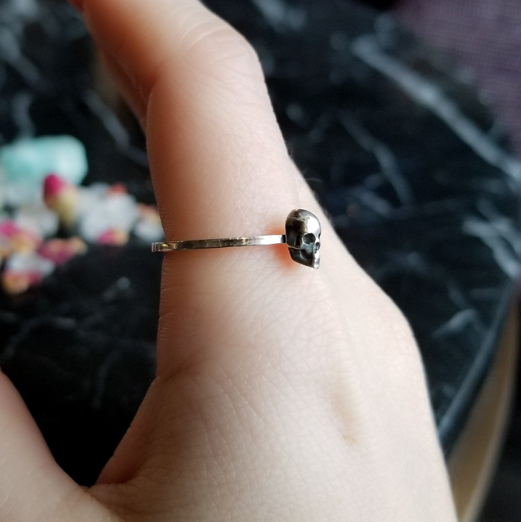 Small Silver Minimal Skull Ring - Inchoo Bijoux