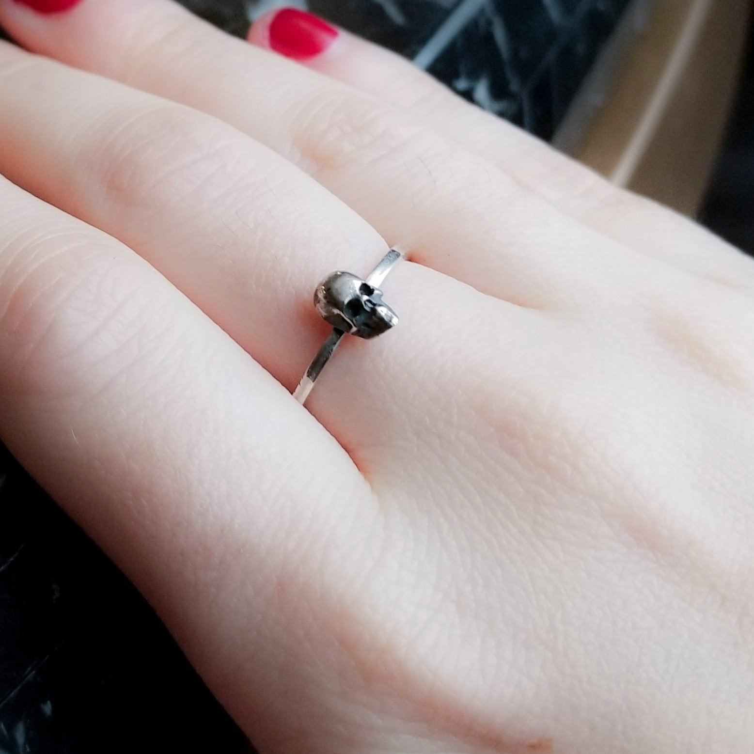 Small Silver Minimal Skull Ring - Inchoo Bijoux