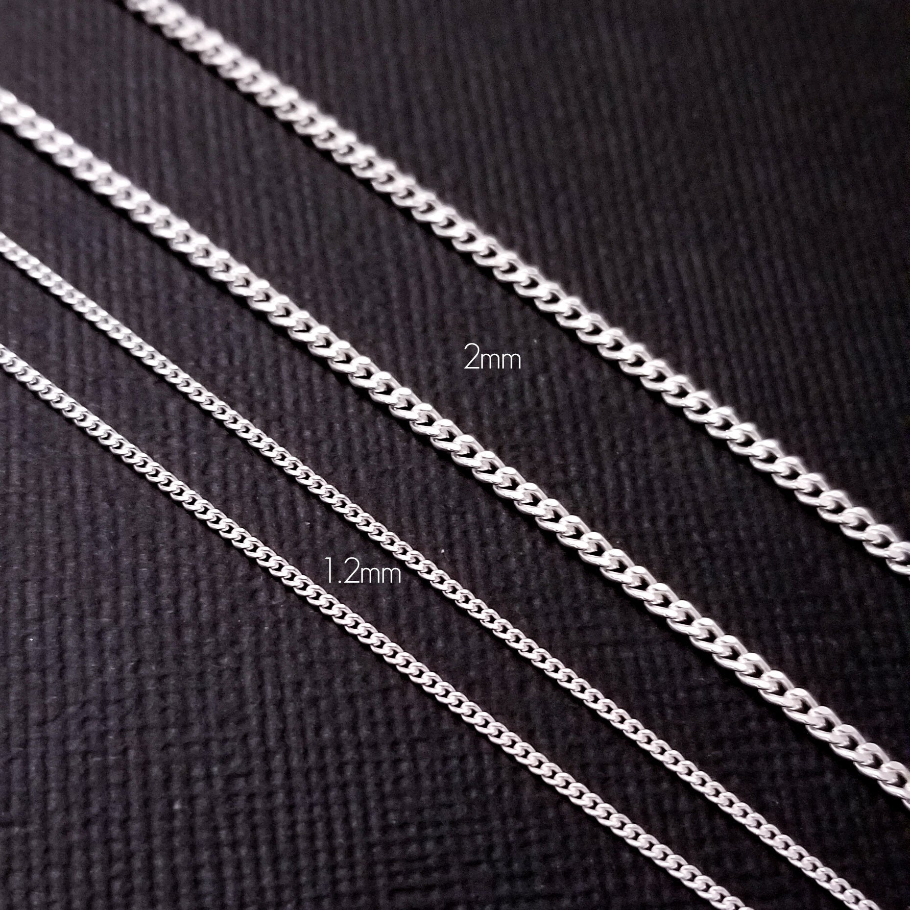 Sterling Silver 2mm Thick Flat Curb Chain - Inchoo Bijoux
