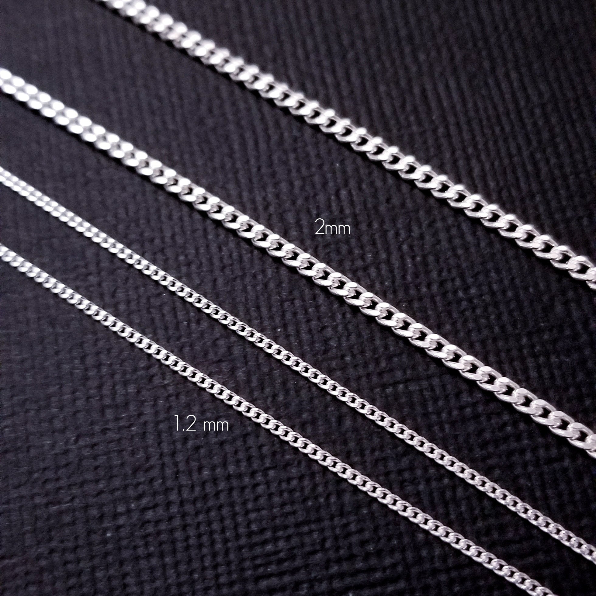 Sterling Silver 1.2mm Thin Flat Curb Chain - Inchoo Bijoux