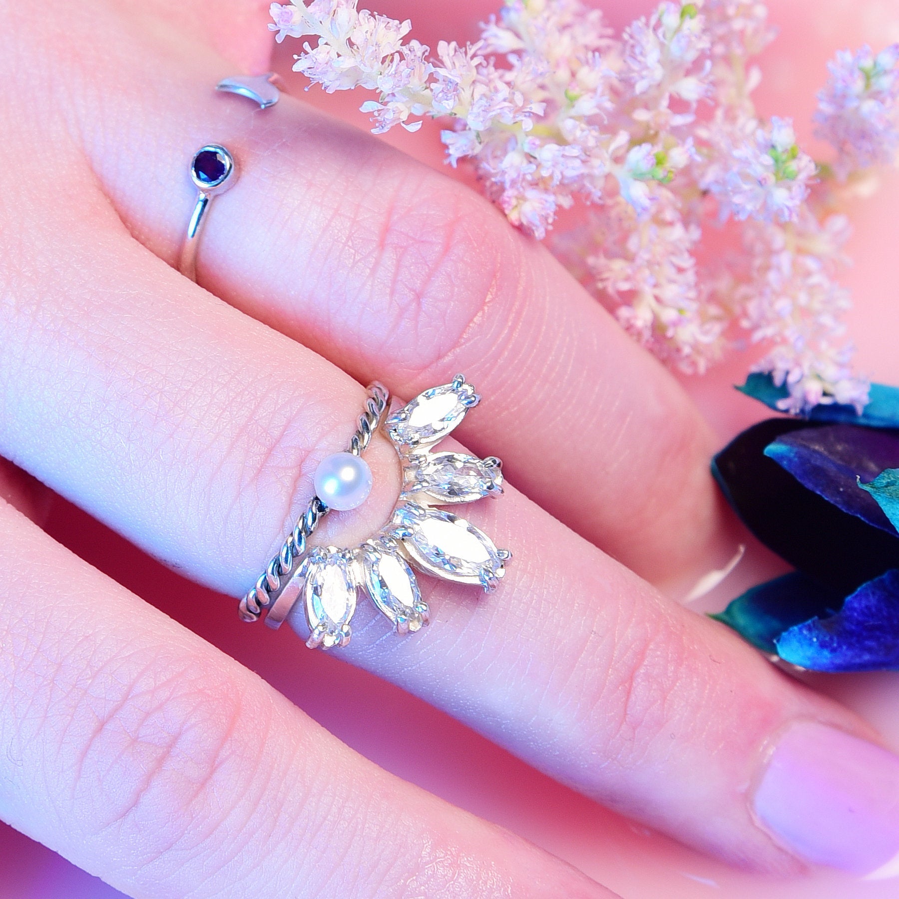 Marquise Cz Curved Ring - Gemstone Engagement Ring-Ring-Inchoo Bijoux-Inchoo Bijoux