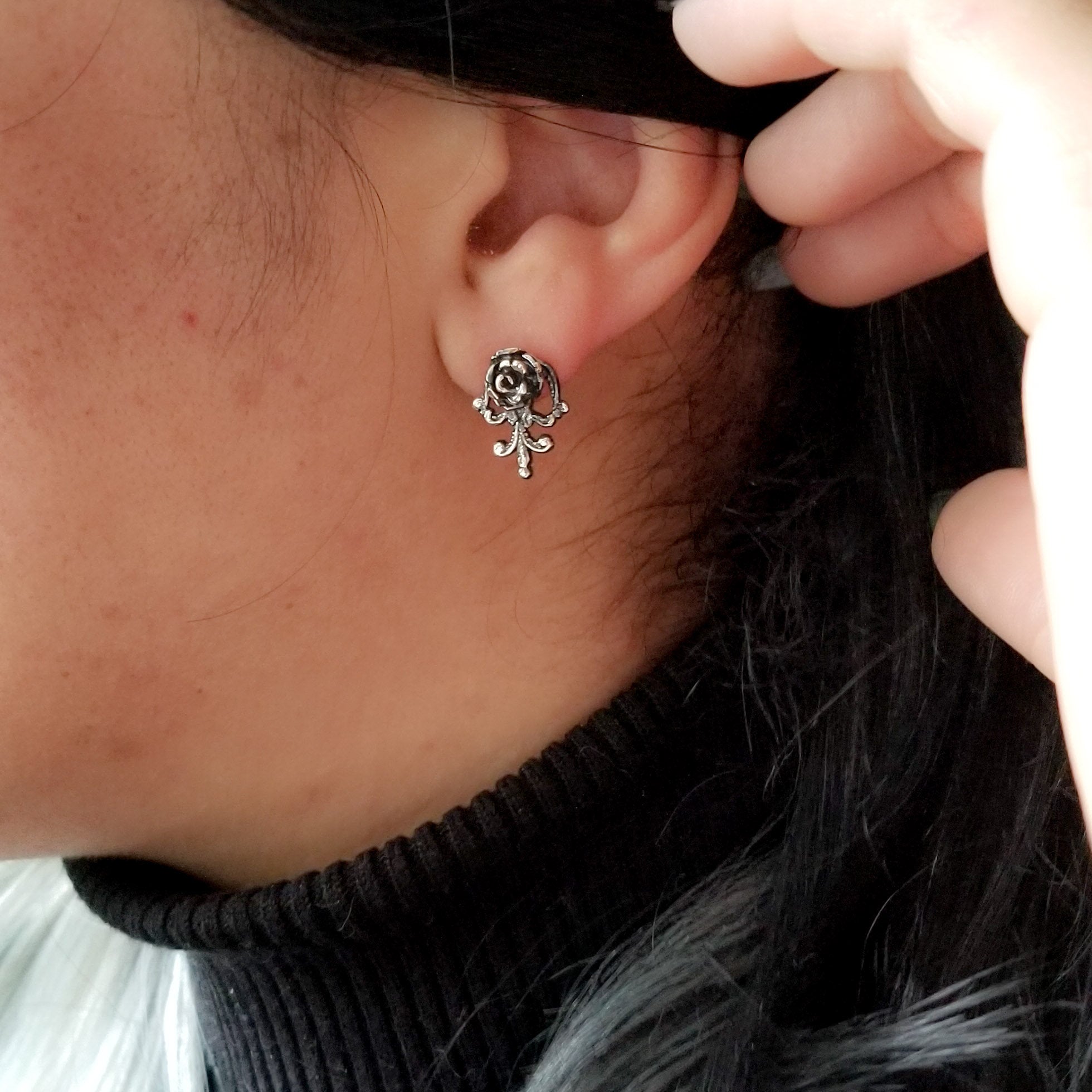 Victorian Rose and Lace Earrings Flower - Inchoo Bijoux