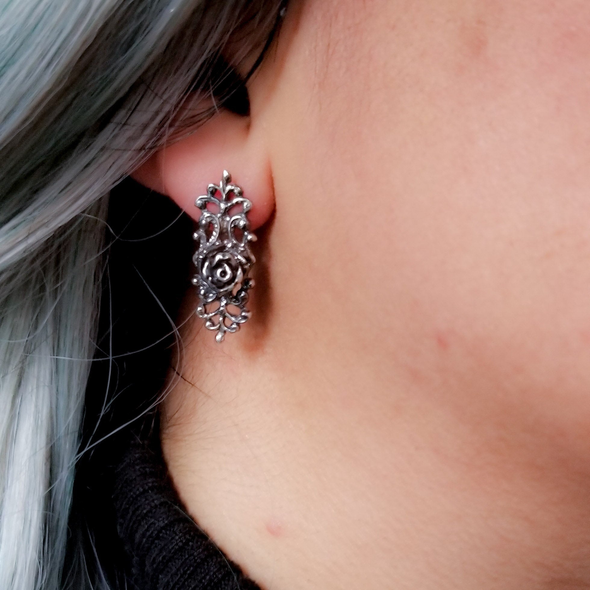 Victorian Rose and Lace Earrings Flower - Inchoo Bijoux