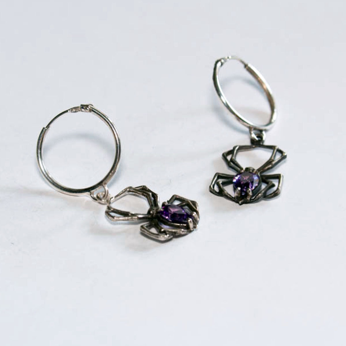 Purple Amethyst Spider Hoops - Inchoo Bijoux