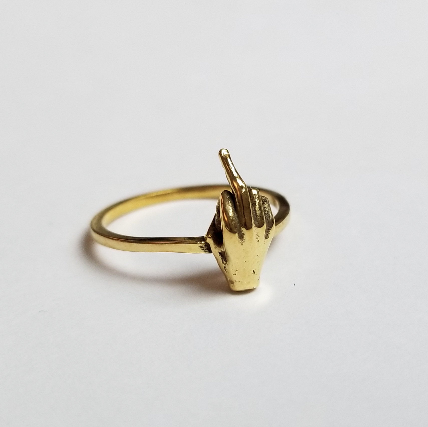 14k Yellow Gold F**K You Ring Middle FInger-Ring-Inchoo Bijoux-Inchoo Bijoux
