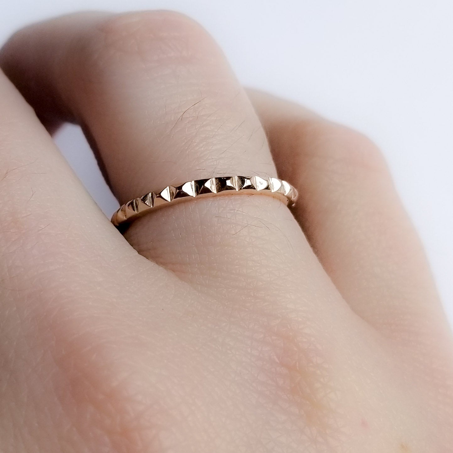 14K Rose Gold Studded Thin Wedding Ring-Ring-Inchoo Bijoux-Inchoo Bijoux