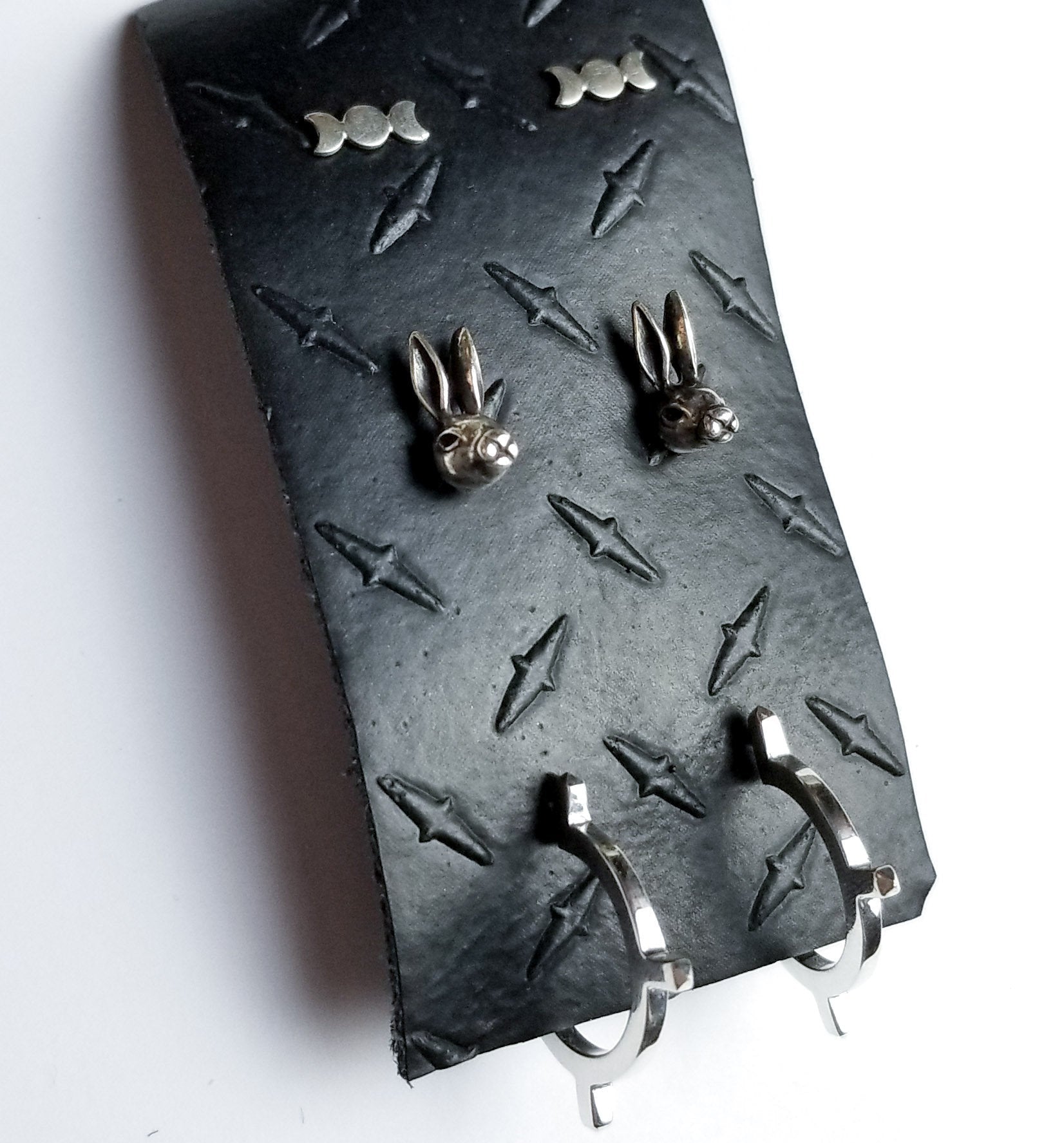 Set of 3 Pairs of Earrings #6 - Moon, Bunny and Celestial Studs - Inchoo Bijoux