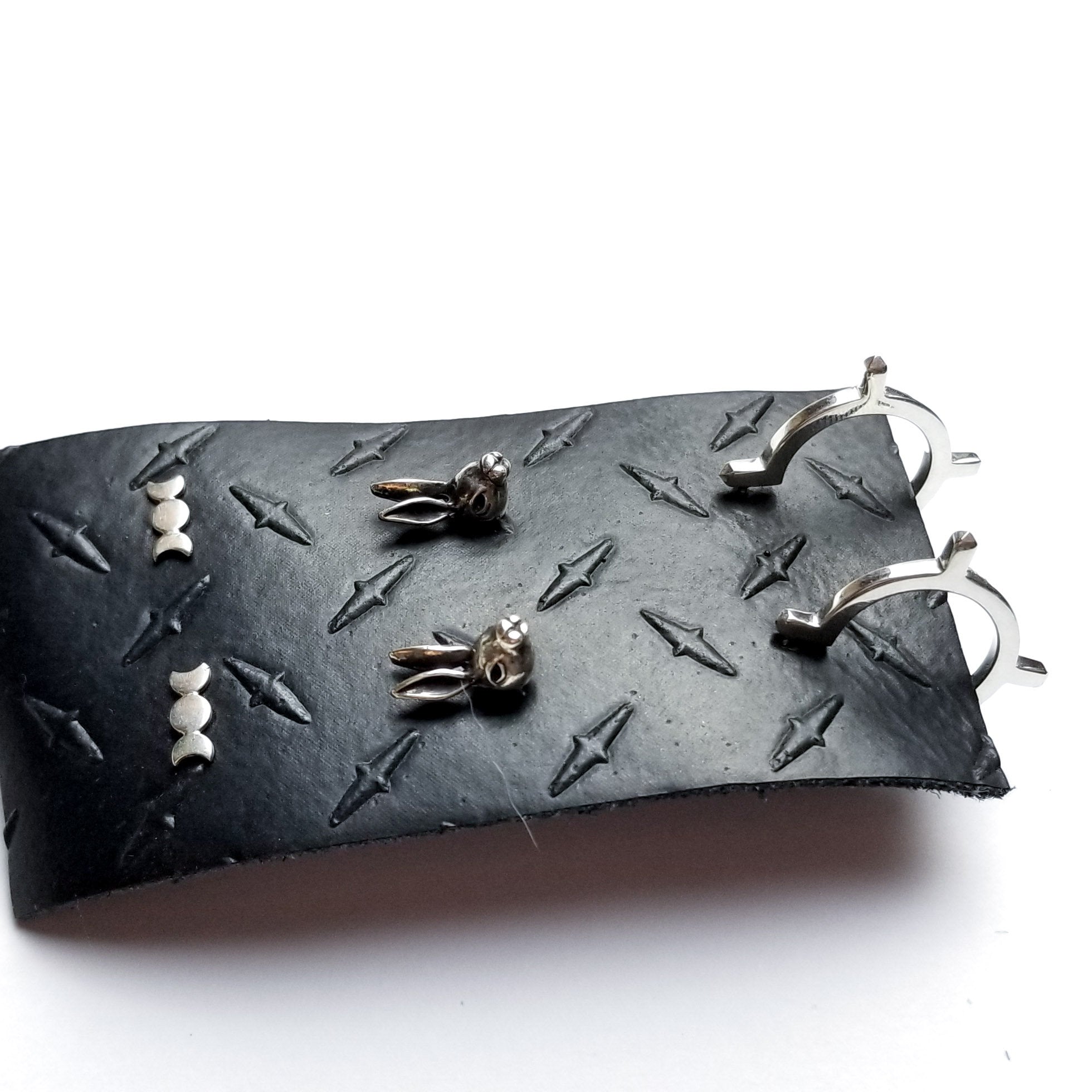 Set of 3 Pairs of Earrings #6 - Moon, Bunny and Celestial Studs - Inchoo Bijoux