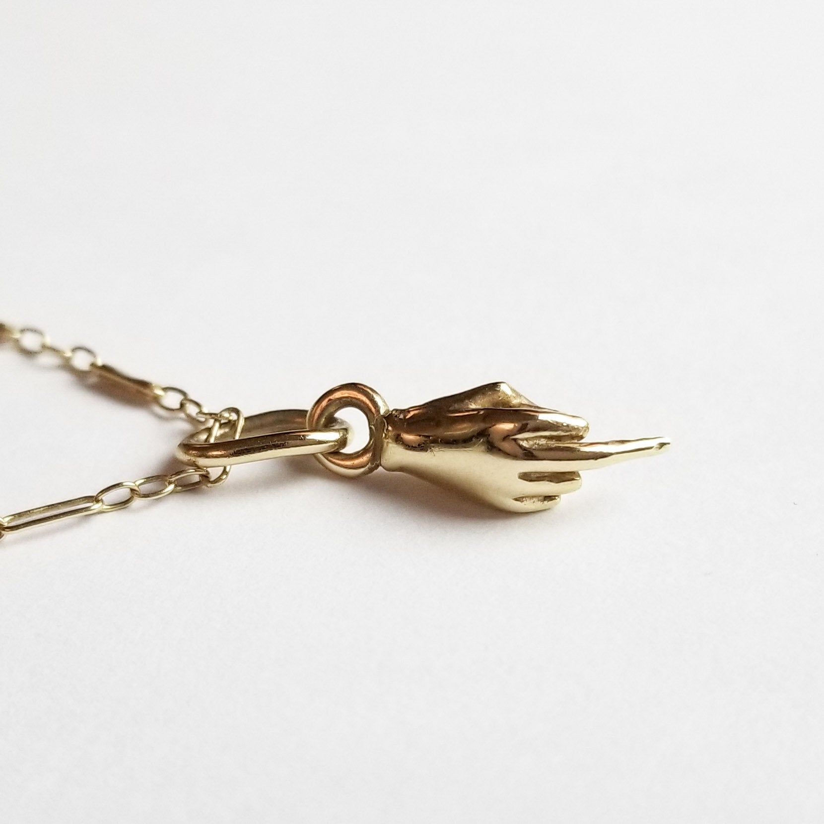10K - 14K Yellow Gold Middle Finger Pendant - Inchoo Bijoux