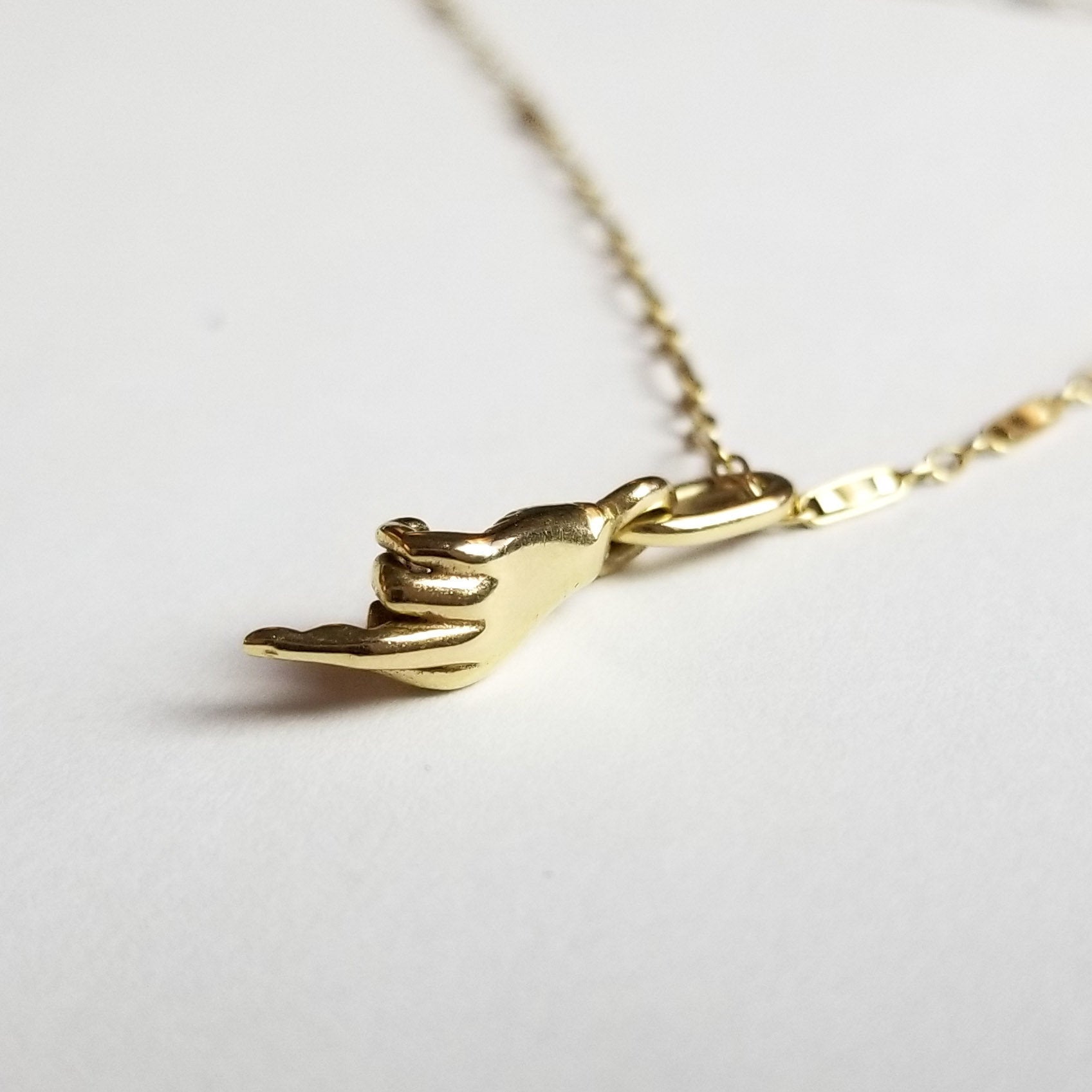 10K - 14K Yellow Gold Middle Finger Pendant - Inchoo Bijoux