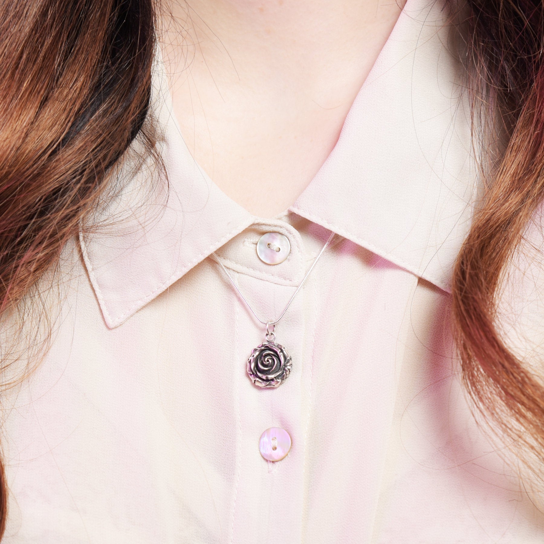 Silver Rose Pendant Flower - Inchoo Bijoux