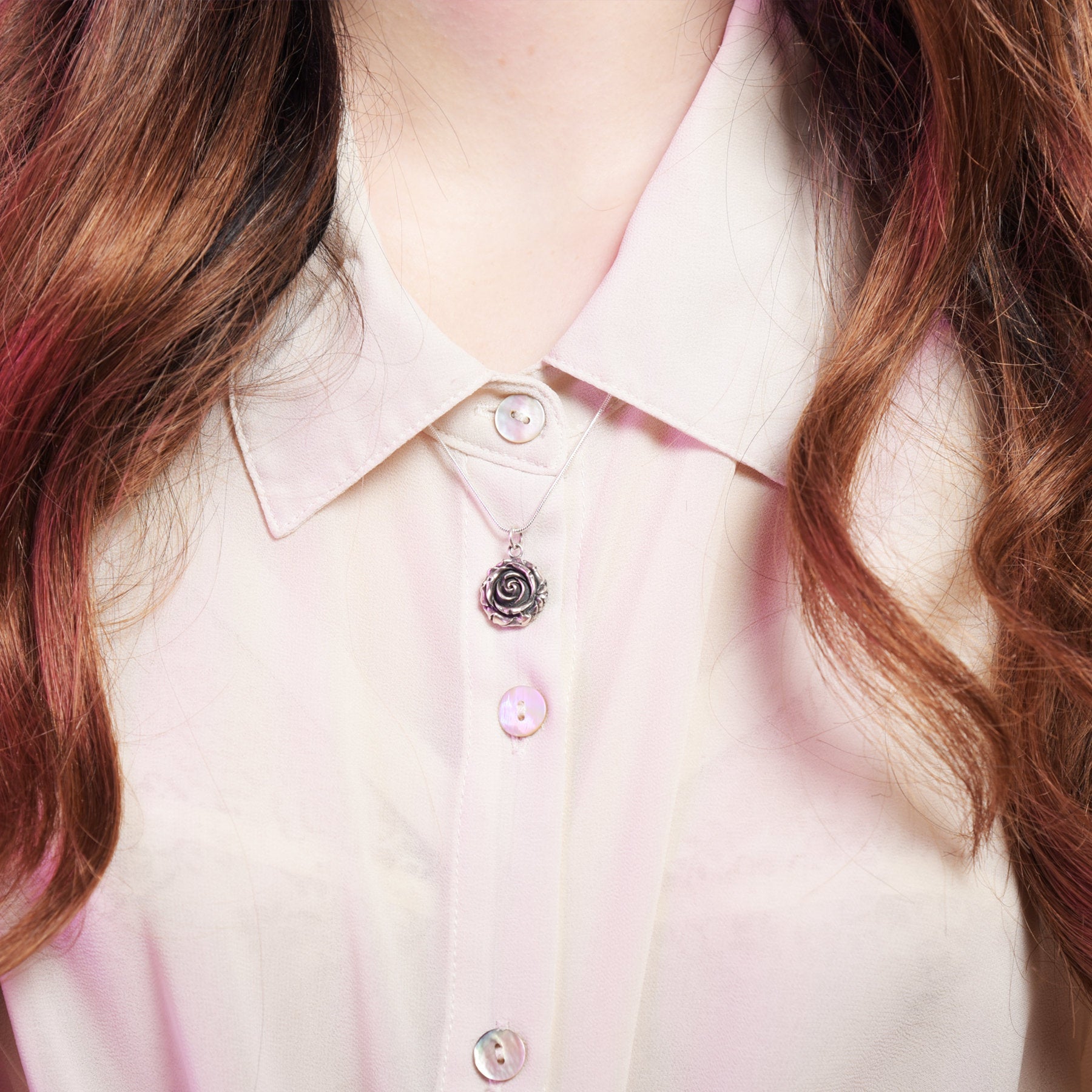Silver Rose Pendant Flower - Inchoo Bijoux