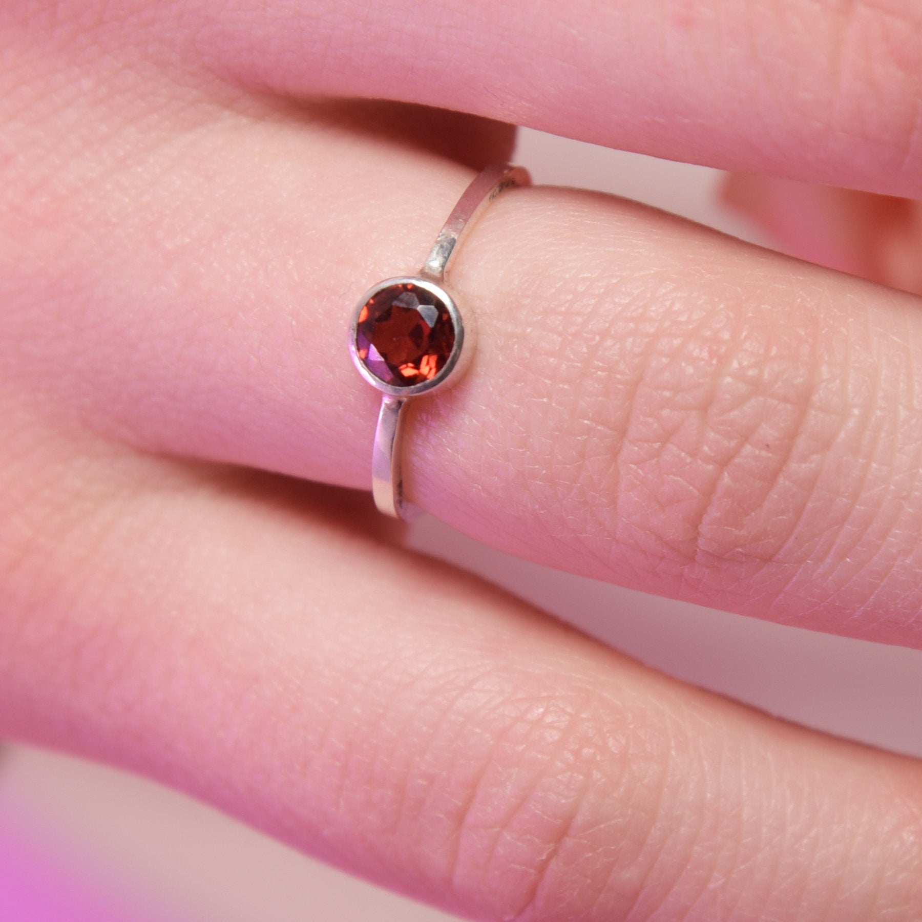 Genuine Garnet Stacking Ring-Ring-Inchoo Bijoux-Inchoo Bijoux