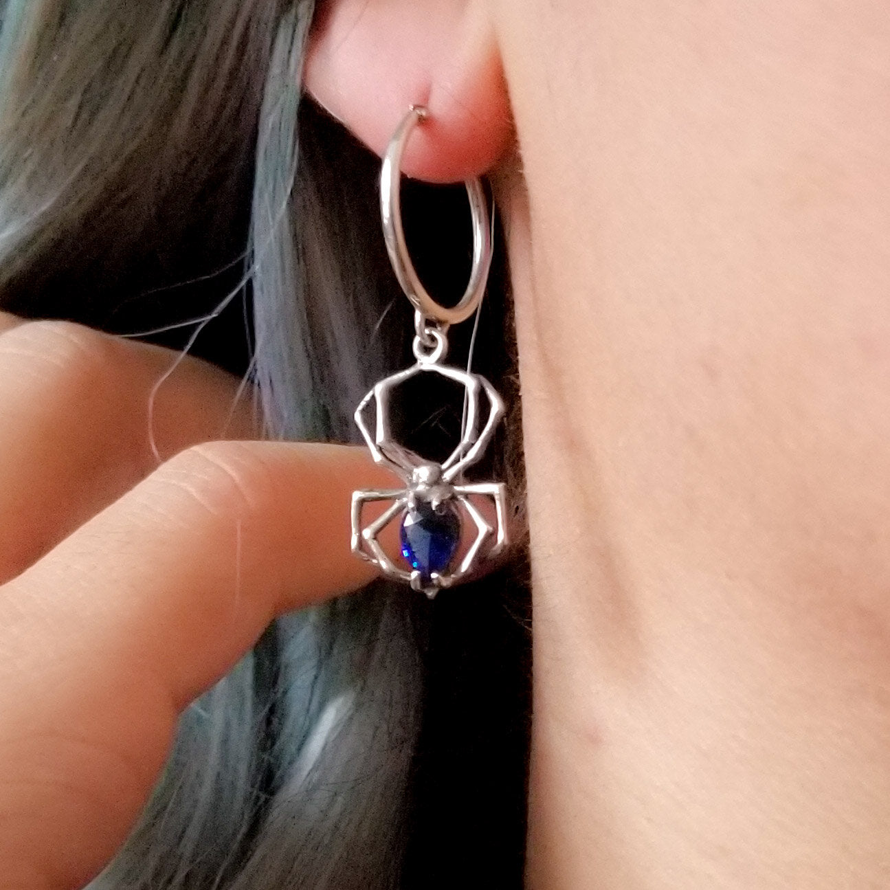 Cobalt Blue Spider Hoops - Inchoo Bijoux
