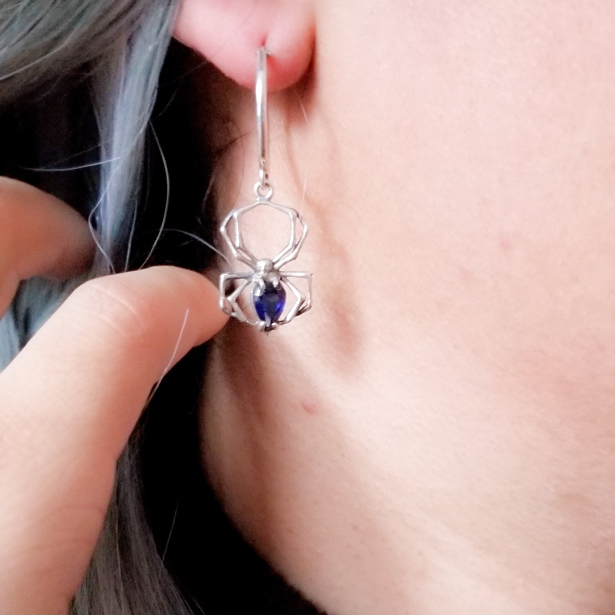 Cobalt Blue Spider Hoops - Inchoo Bijoux