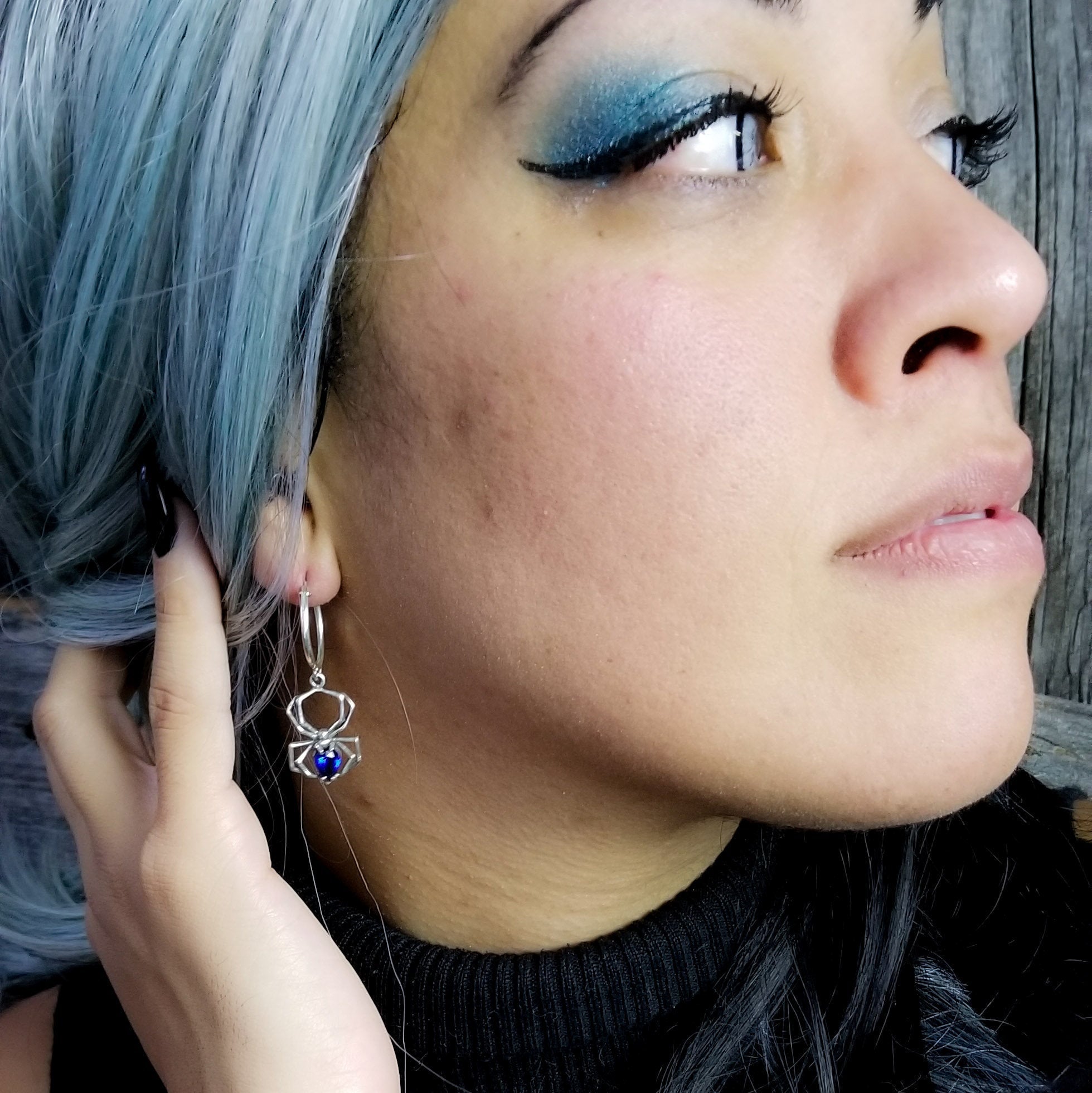 Cobalt Blue Spider Hoops - Inchoo Bijoux