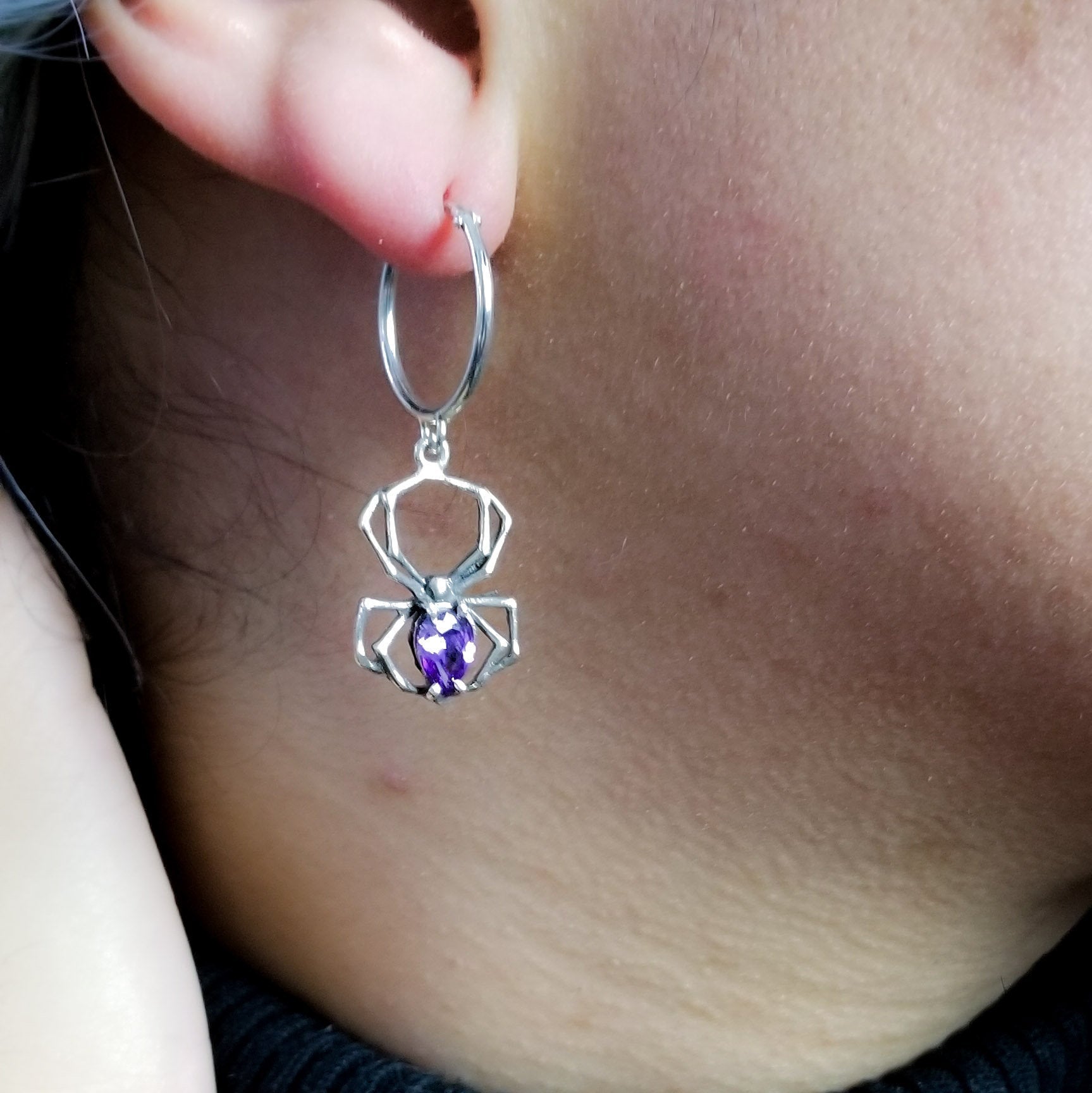Purple Amethyst Spider Hoops - Inchoo Bijoux