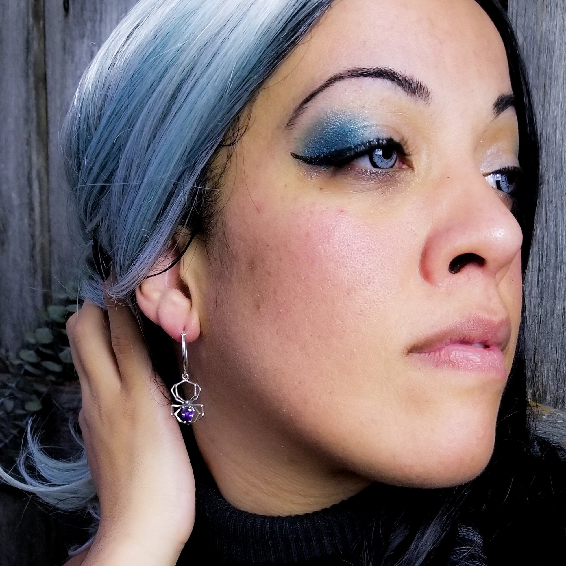 Purple Amethyst Spider Hoops - Inchoo Bijoux