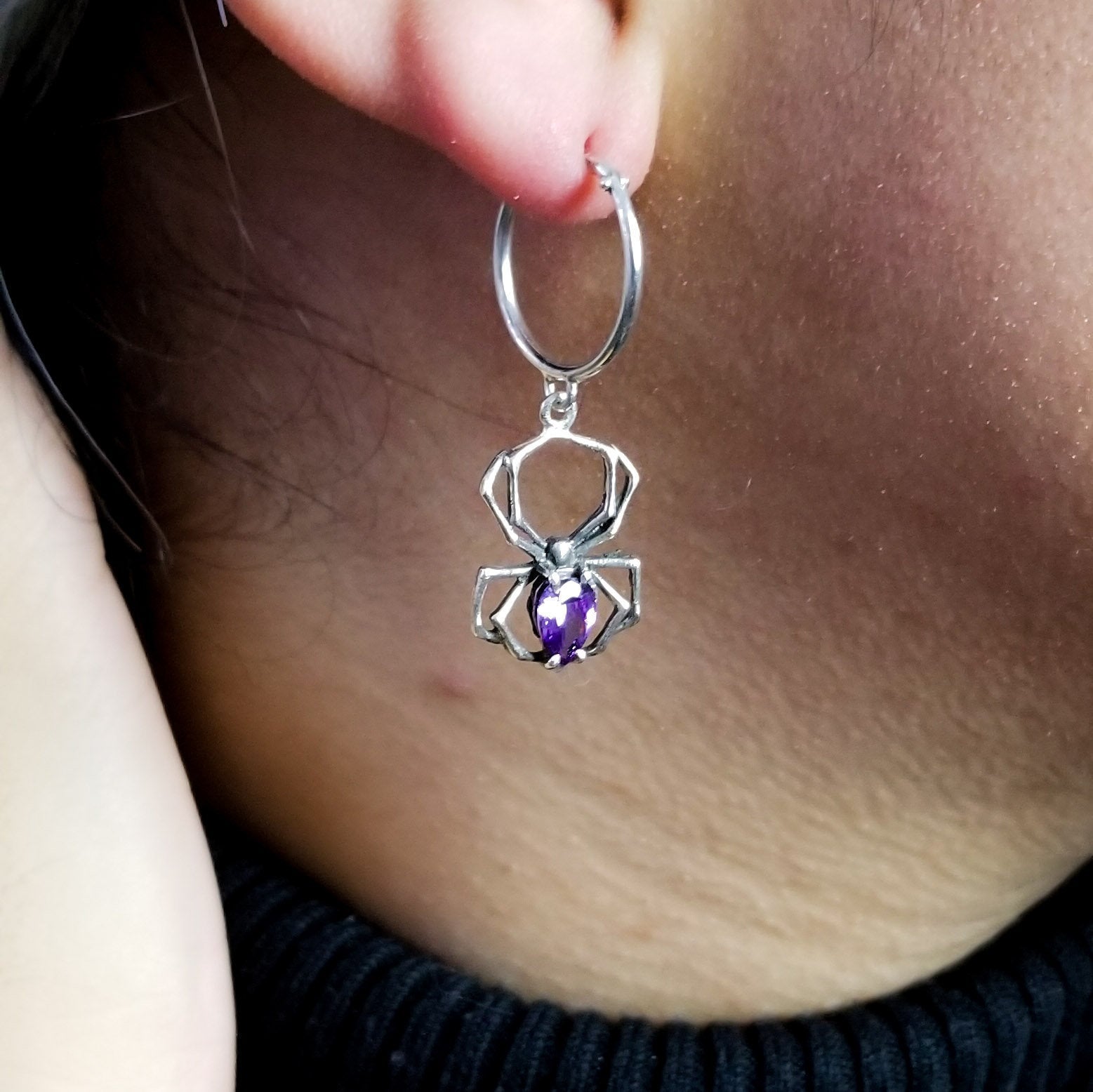 Purple Amethyst Spider Hoops - Inchoo Bijoux