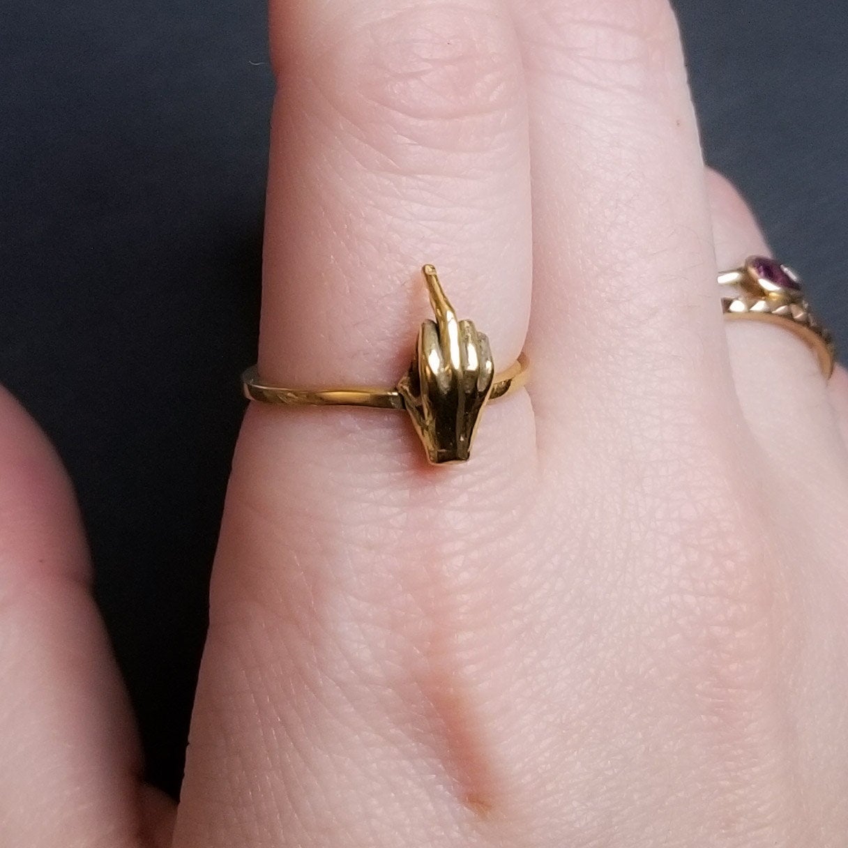 14k Yellow Gold F**K You Ring Middle FInger-Ring-Inchoo Bijoux-Inchoo Bijoux