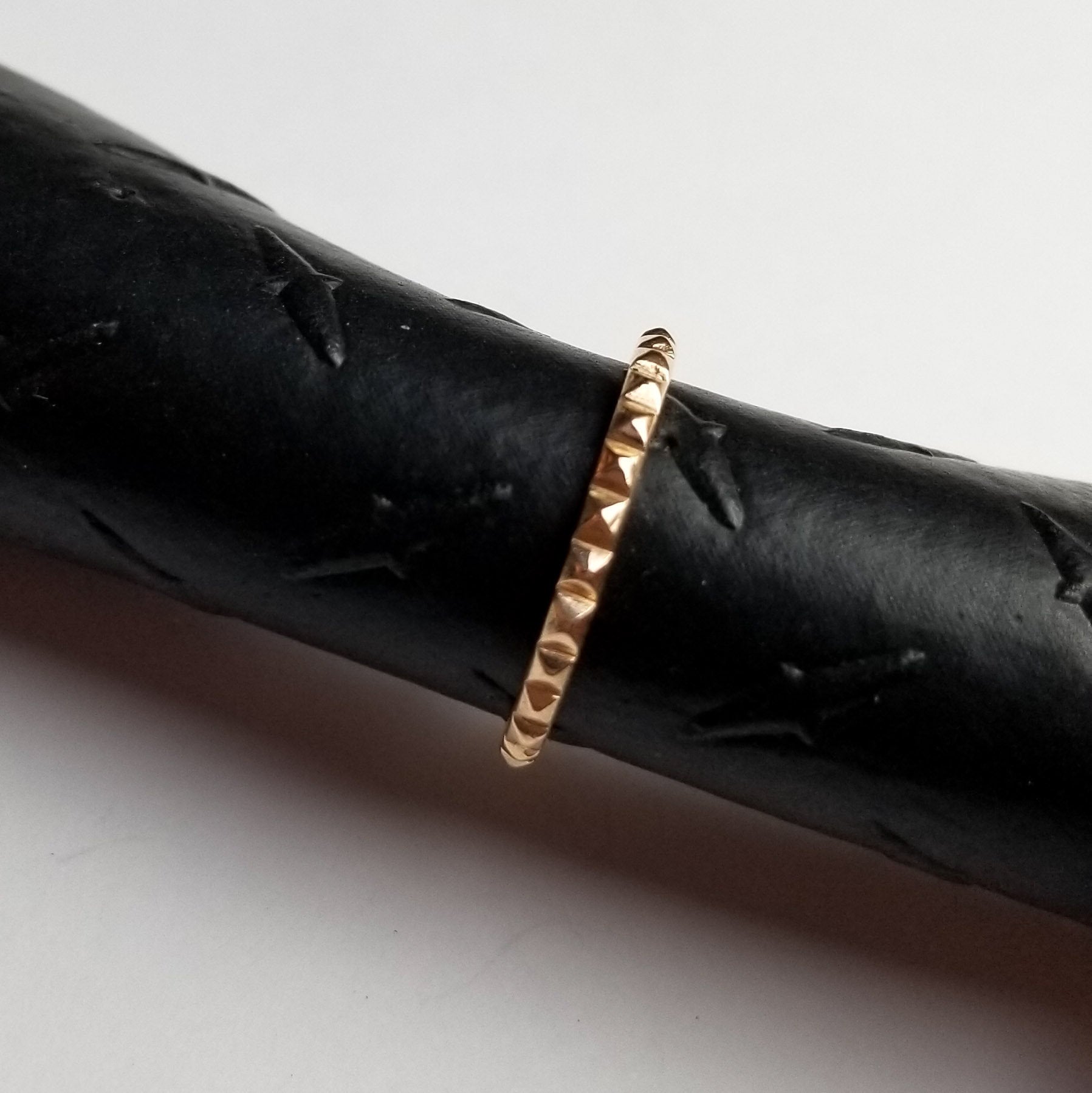 Studded Thin Wedding Ring - Gold Options