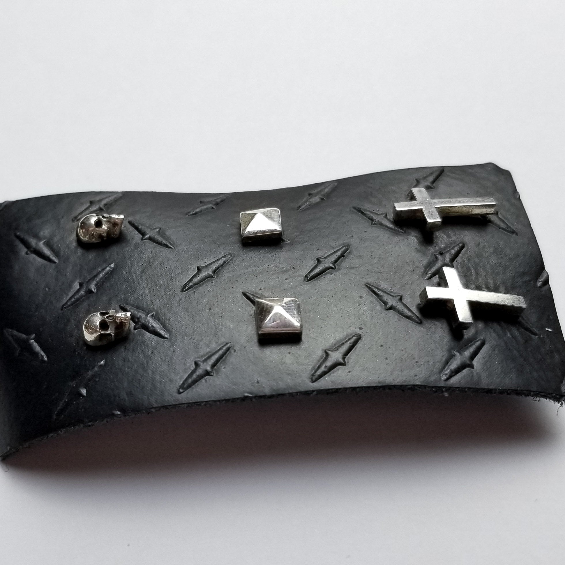 Set of 3 Pairs of Earrings #4 - Skull, Cross & Pyramid Studs - Inchoo Bijoux