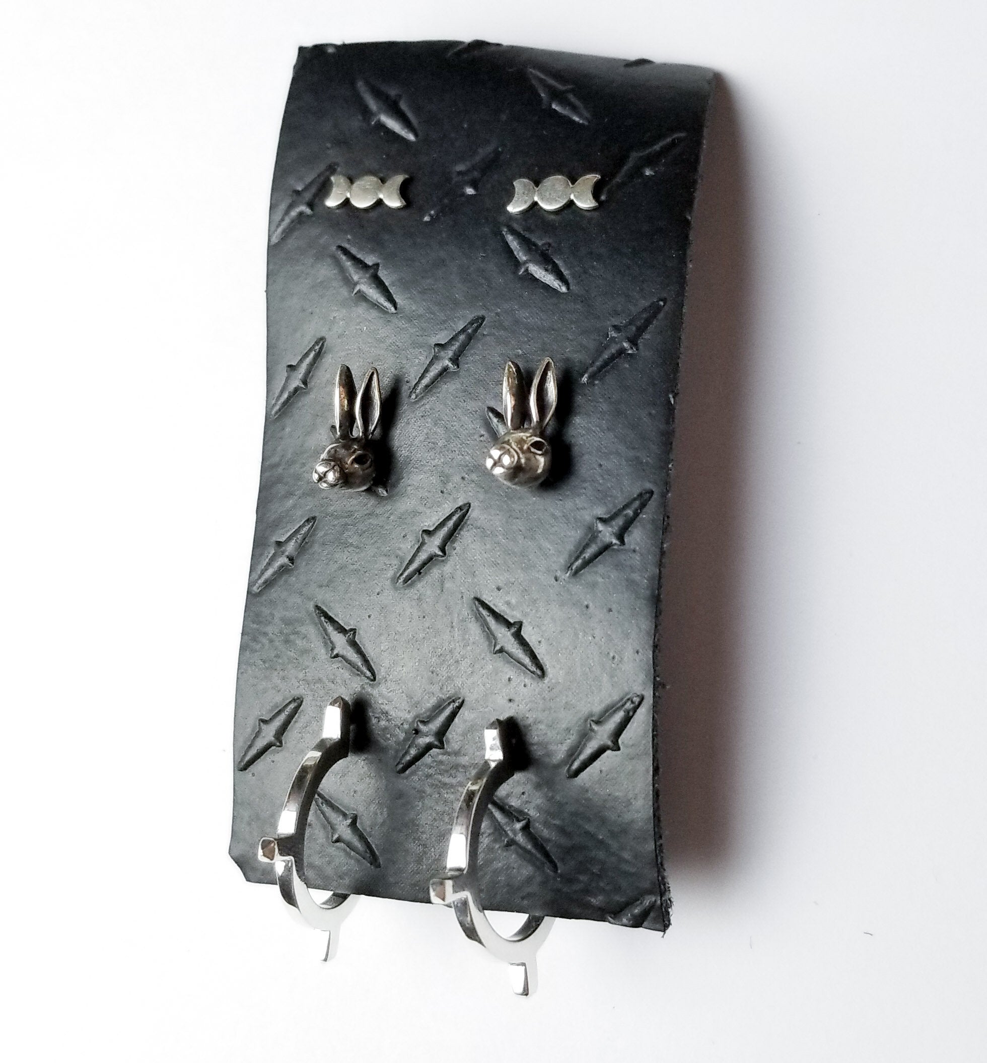 Set of 3 Pairs of Earrings #6 - Moon, Bunny and Celestial Studs - Inchoo Bijoux