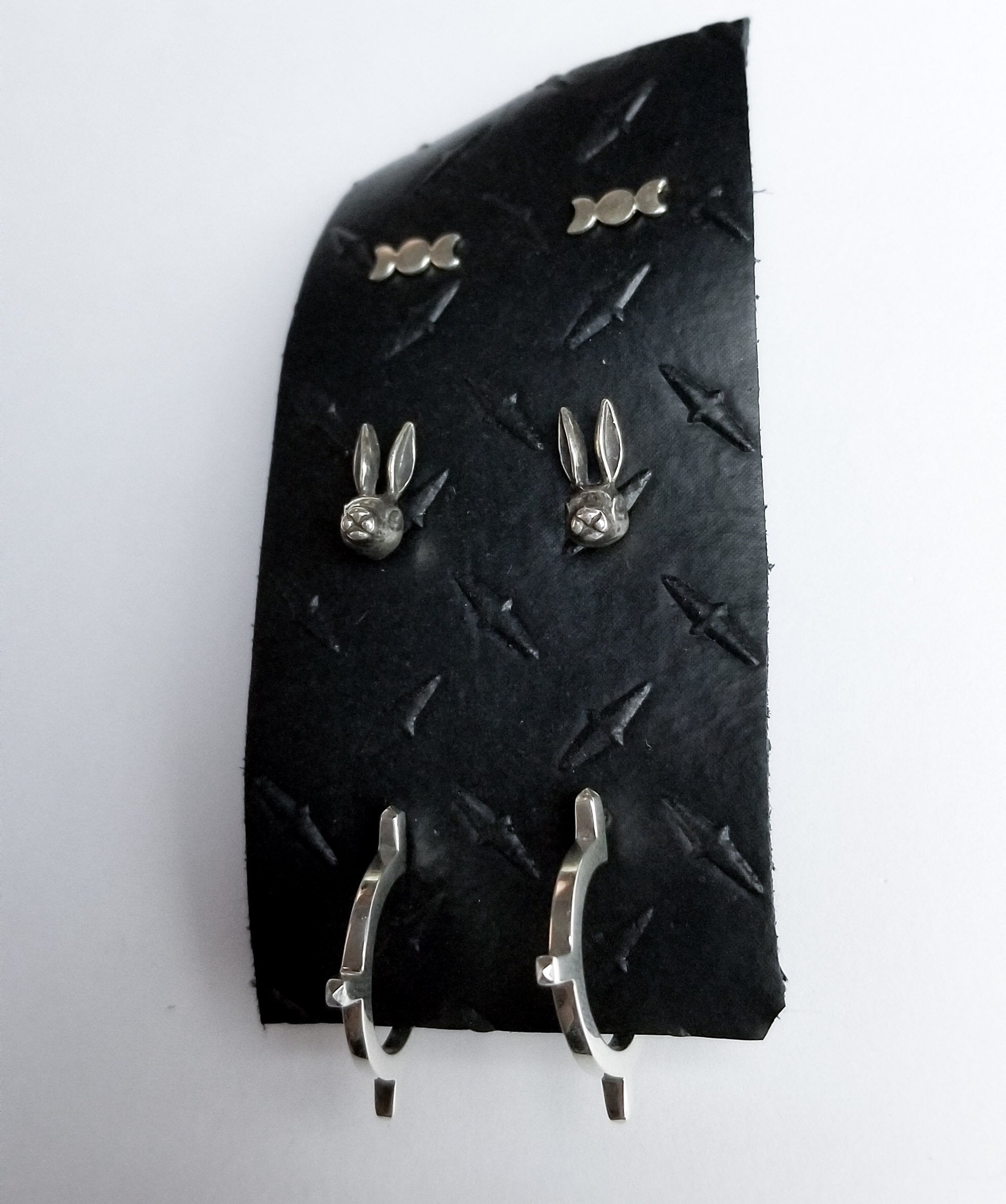 Set of 3 Pairs of Earrings #6 - Moon, Bunny and Celestial Studs - Inchoo Bijoux