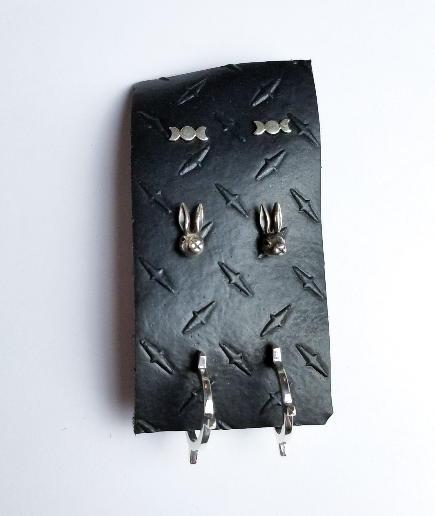 Set of 3 Pairs of Earrings #6 - Moon, Bunny and Celestial Studs - Inchoo Bijoux