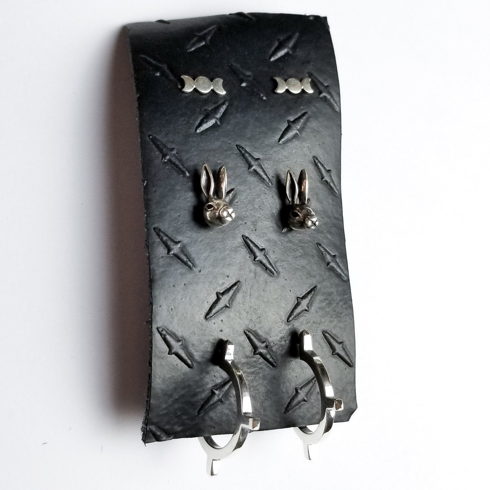 Set of 3 Pairs of Earrings #6 - Moon, Bunny and Celestial Studs - Inchoo Bijoux