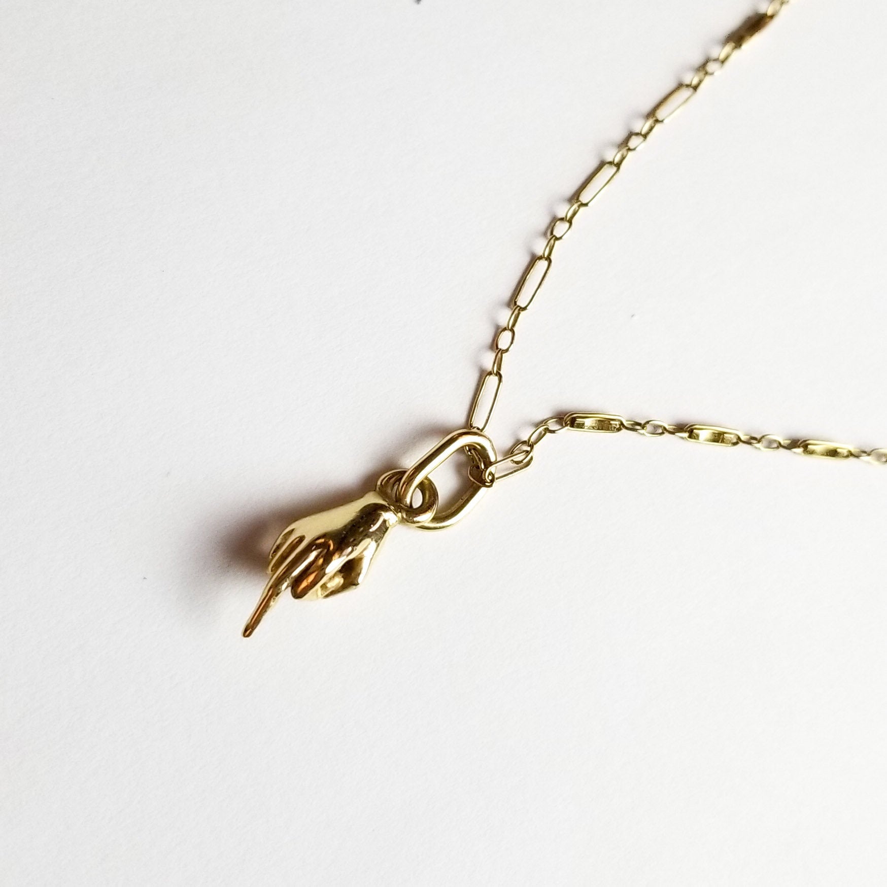 10K - 14K Yellow Gold Middle Finger Pendant - Inchoo Bijoux