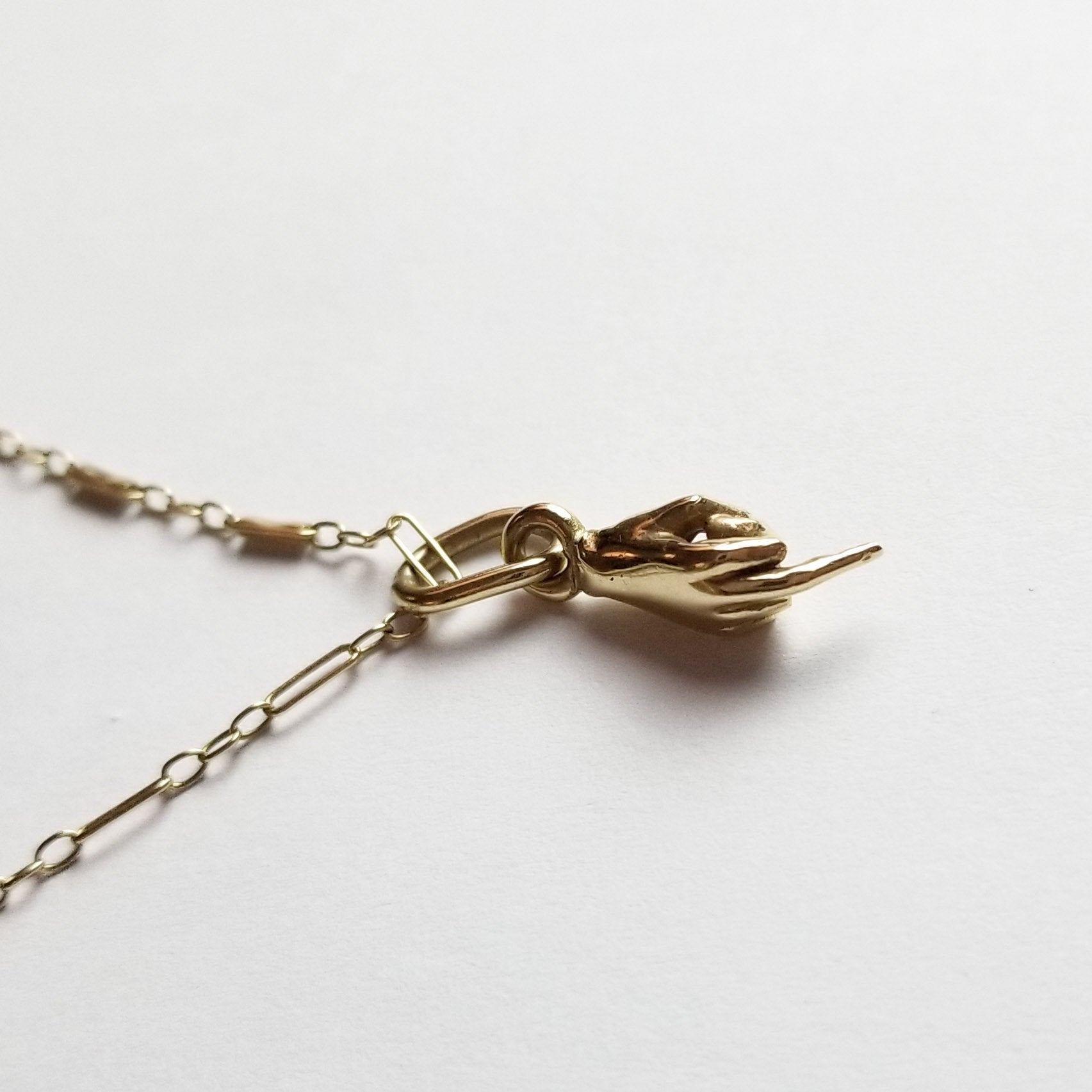 10K - 14K Yellow Gold Middle Finger Pendant - Inchoo Bijoux