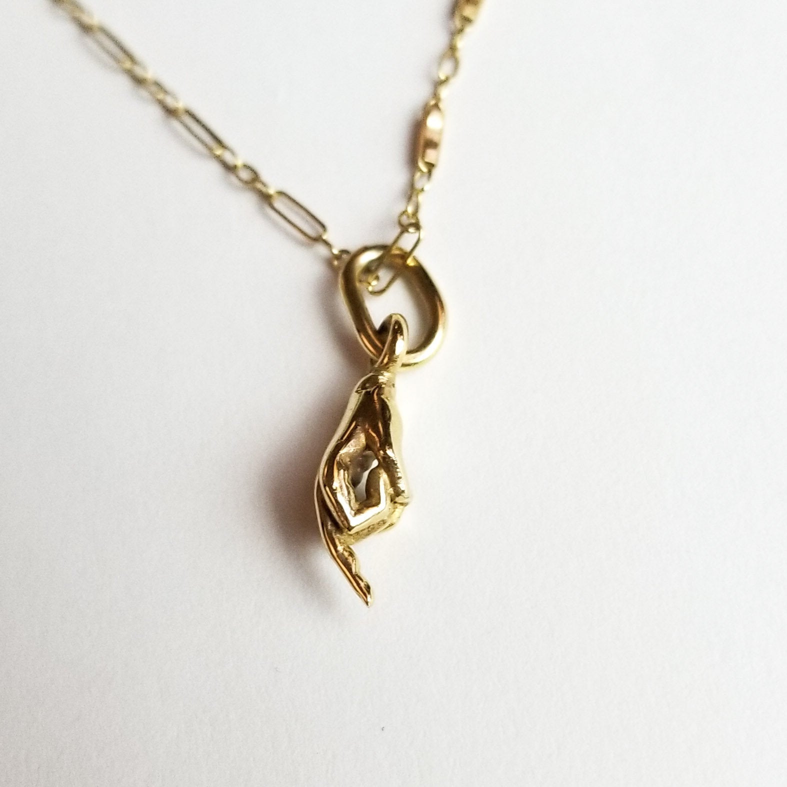 10K - 14K Yellow Gold Middle Finger Pendant - Inchoo Bijoux