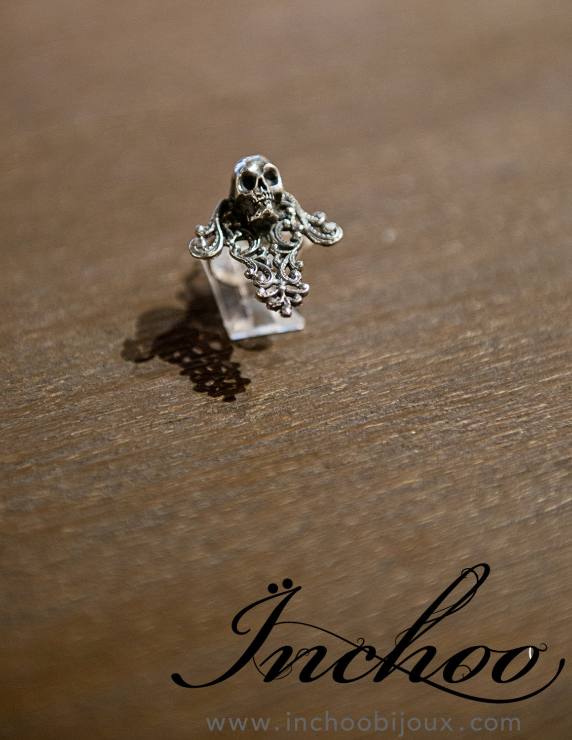 Silver Skull & Lace Cross Ring - Inchoo Bijoux
