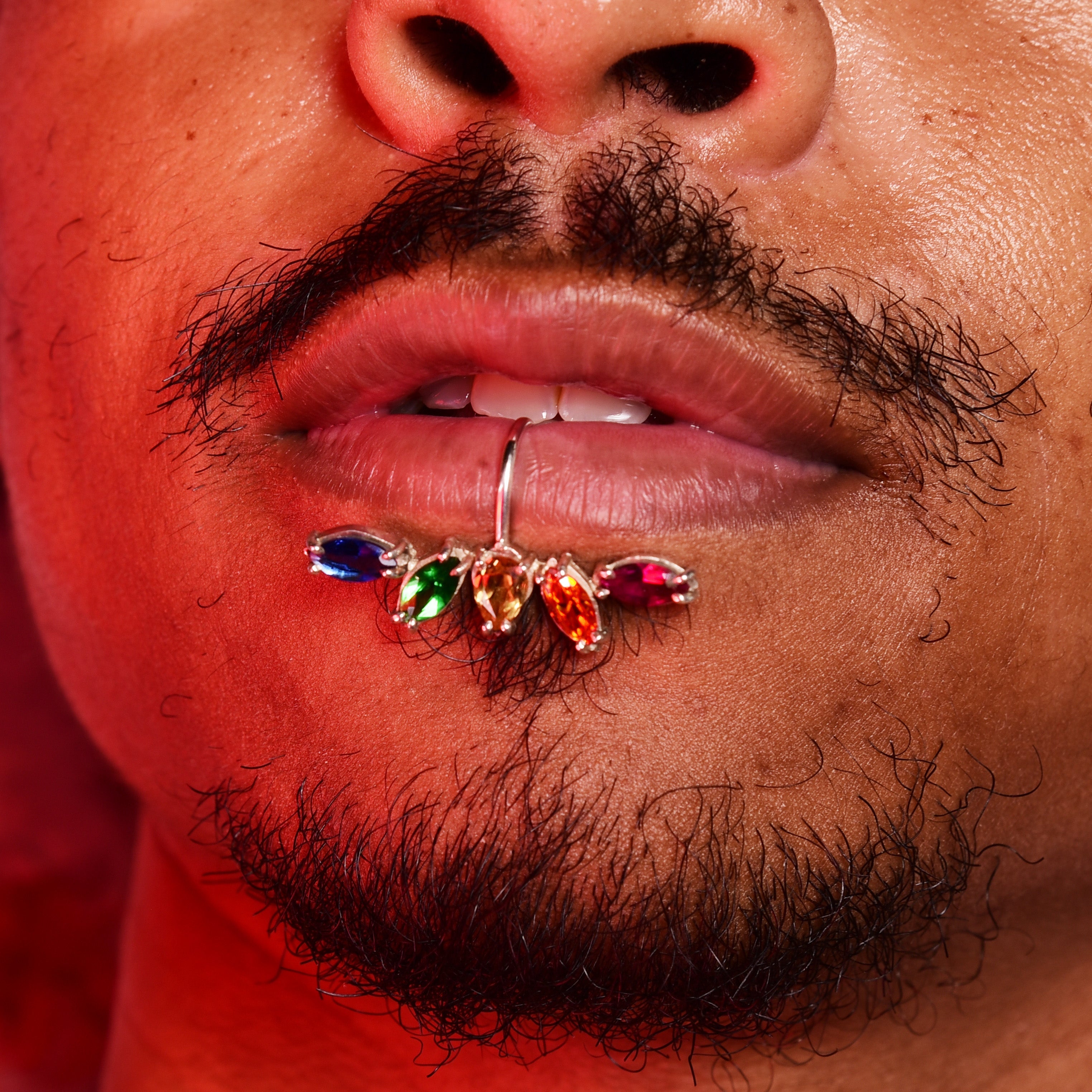 Rainbow Pride Fake Lip Ring - Inchoo Bijoux