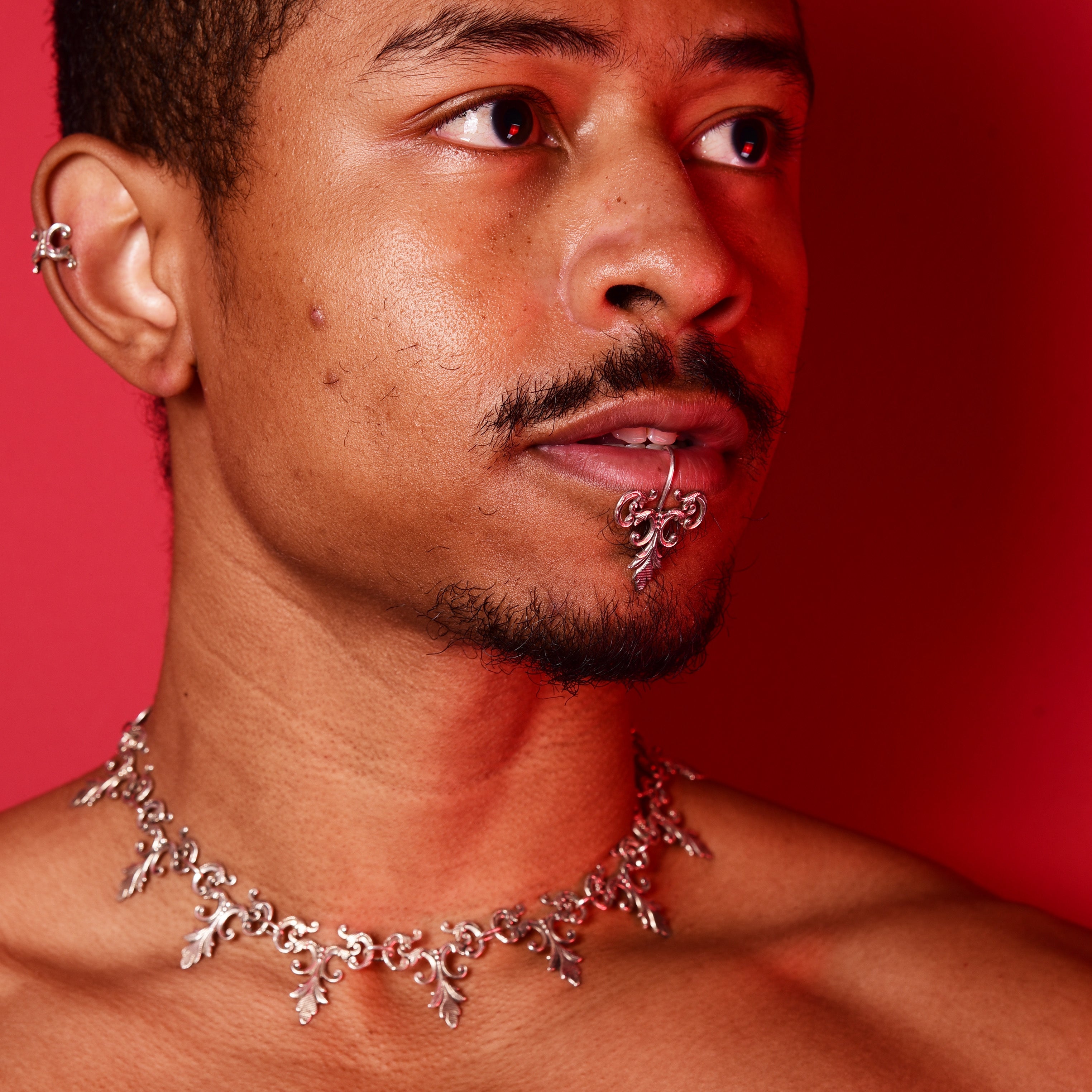 Ornate Baroque Fake Lip Ring - Inchoo Bijoux