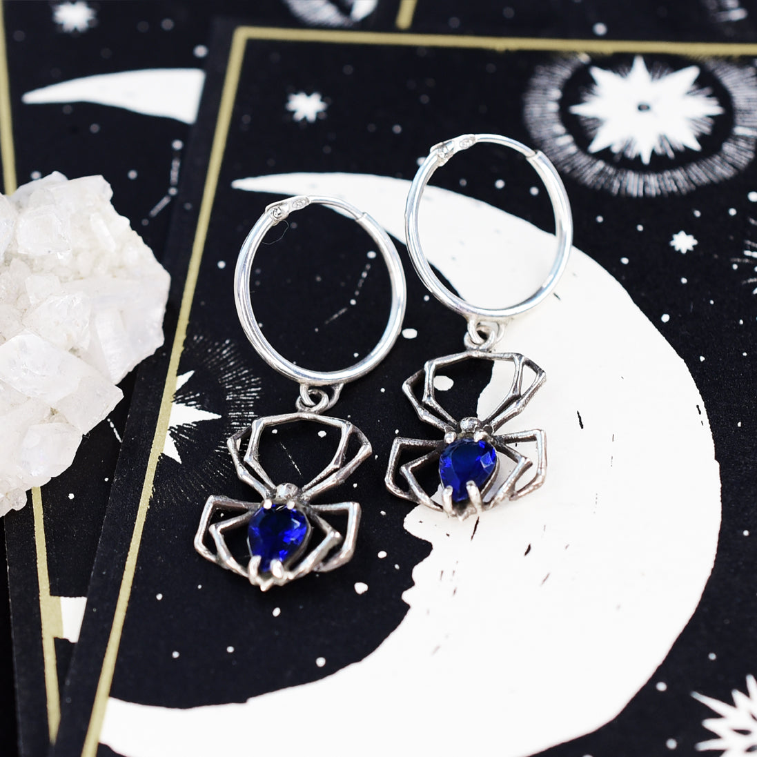 Cobalt Blue Spider Hoops - Inchoo Bijoux