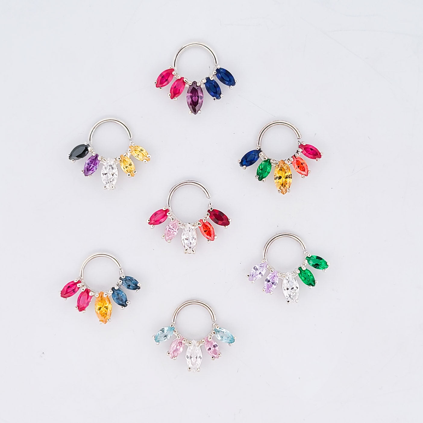 Masc Pride Flag Septum Piercing Marquise - Inchoo Bijoux