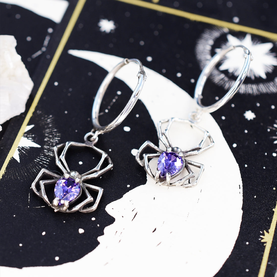 Purple Spider Hoops - Inchoo Bijoux