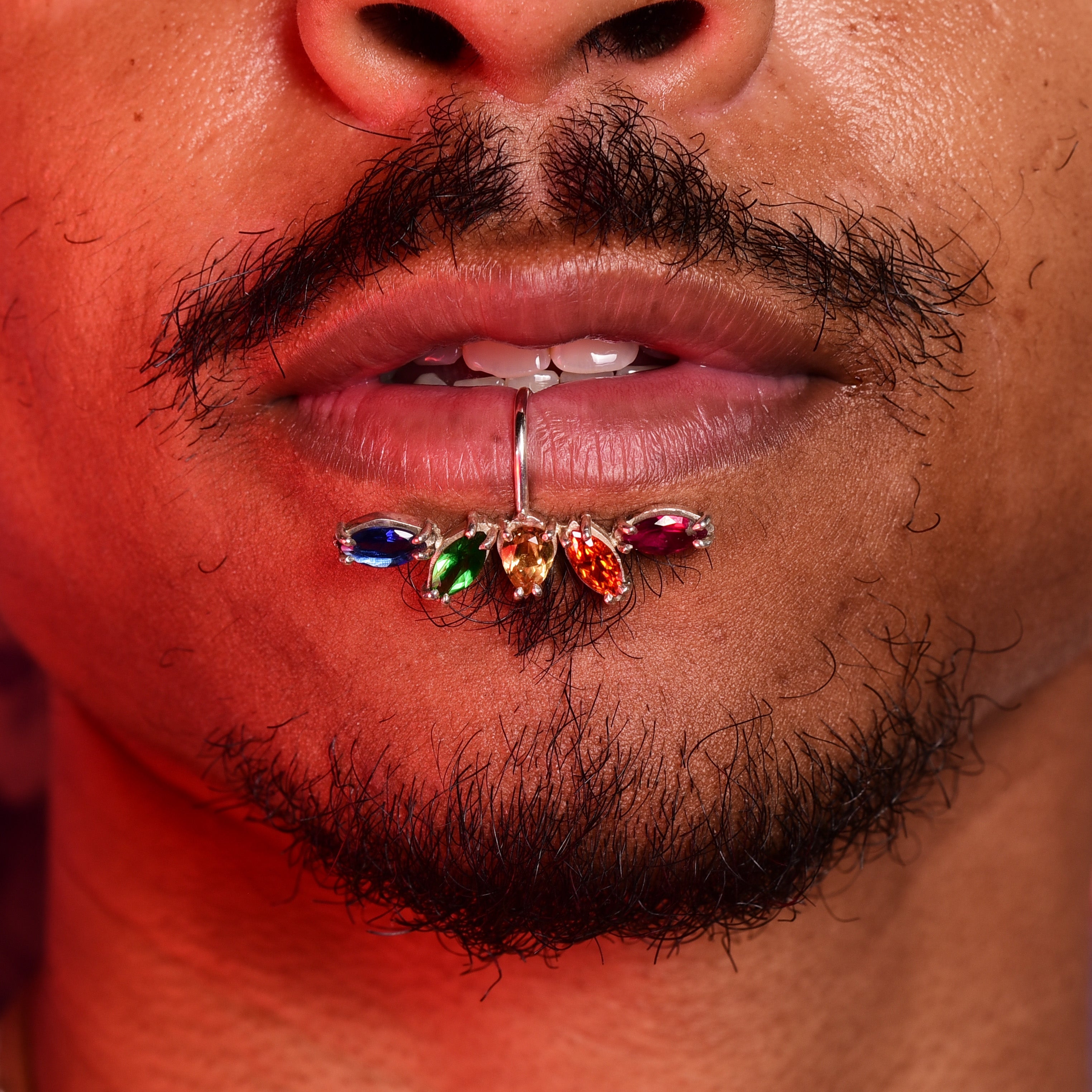 Rainbow Pride Fake Lip Ring - Inchoo Bijoux
