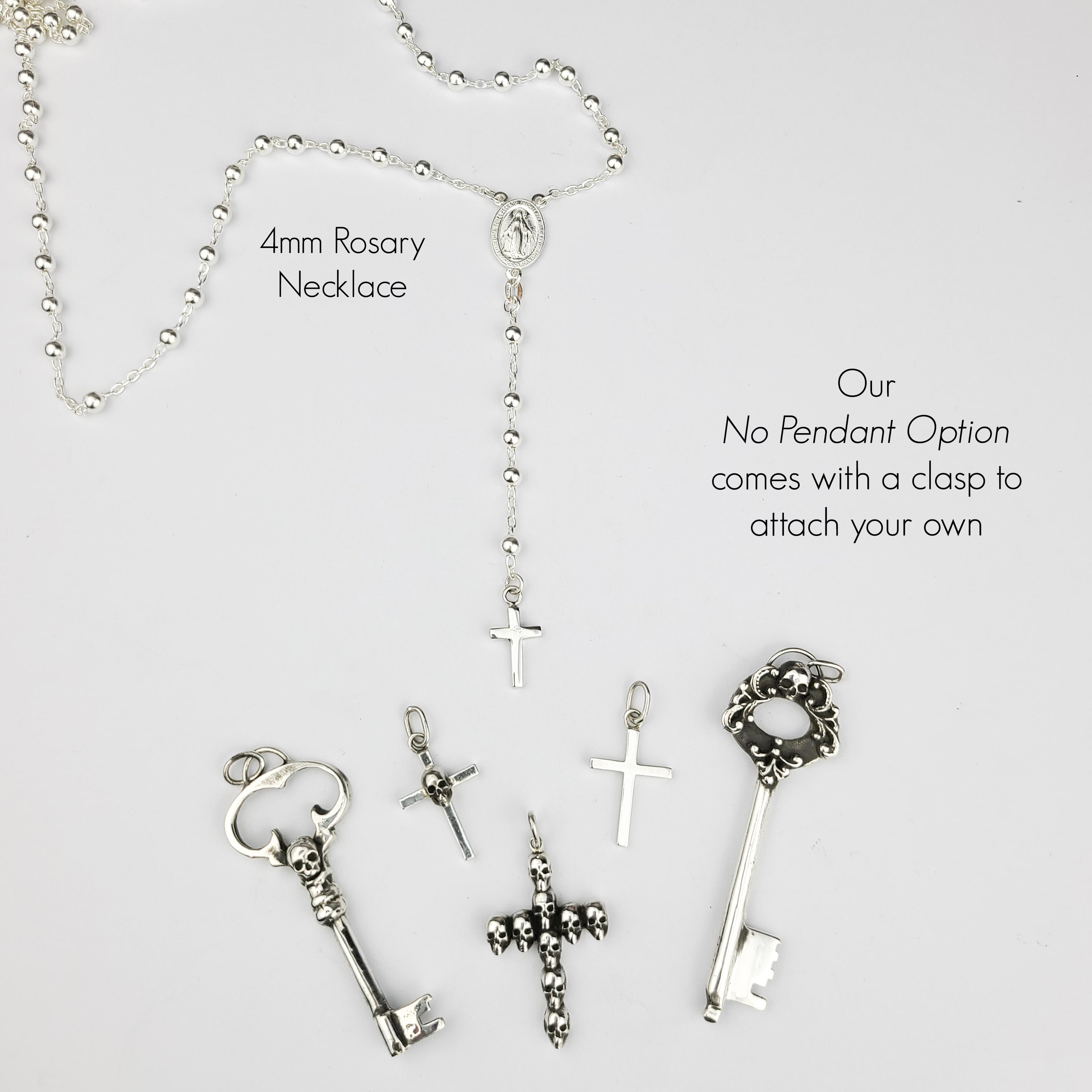 4mm Rosary Prayer Bead Necklace
