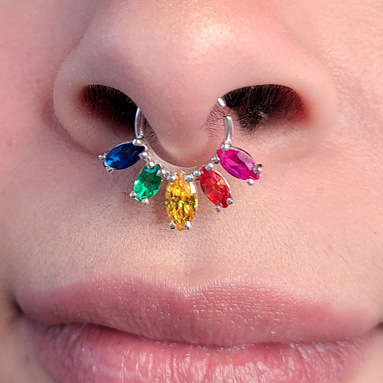 Rainbow Pride Flag Marquise Septum Piercing - Inchoo Bijoux