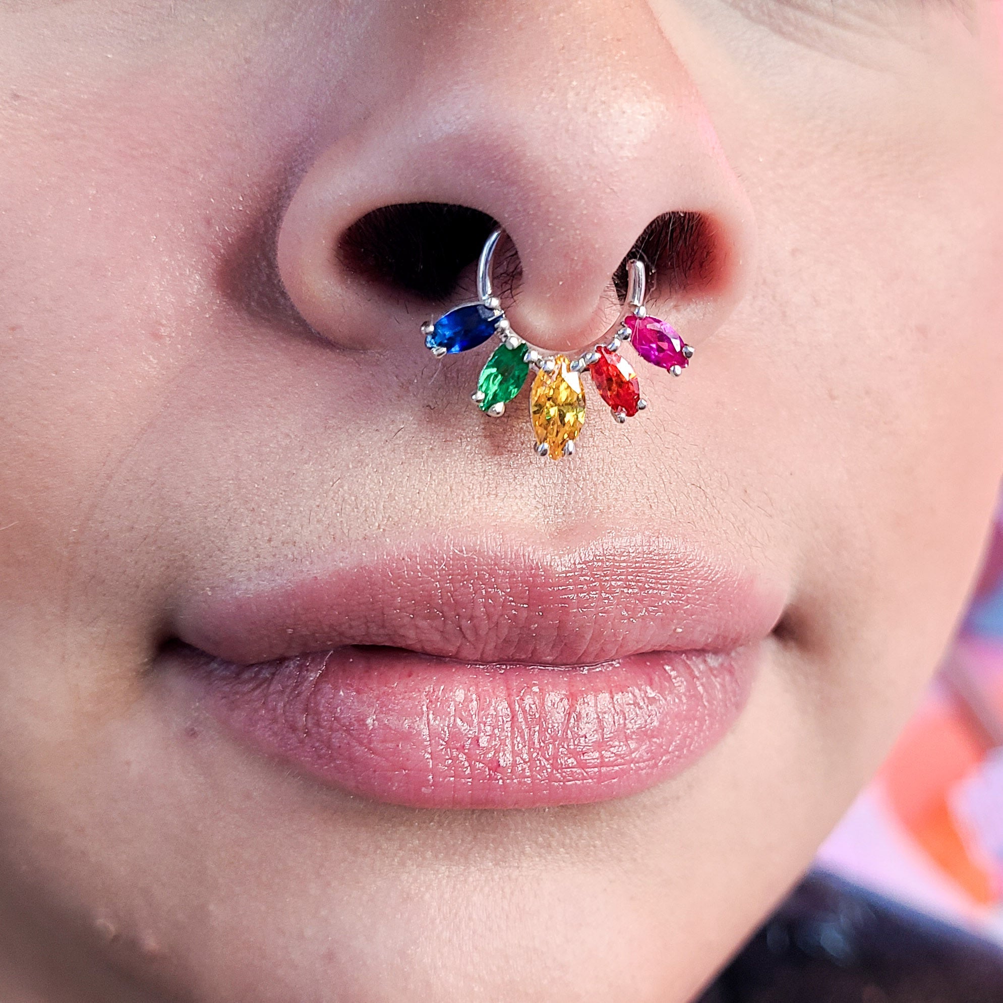 Rainbow Pride Flag Marquise Septum Piercing - Inchoo Bijoux