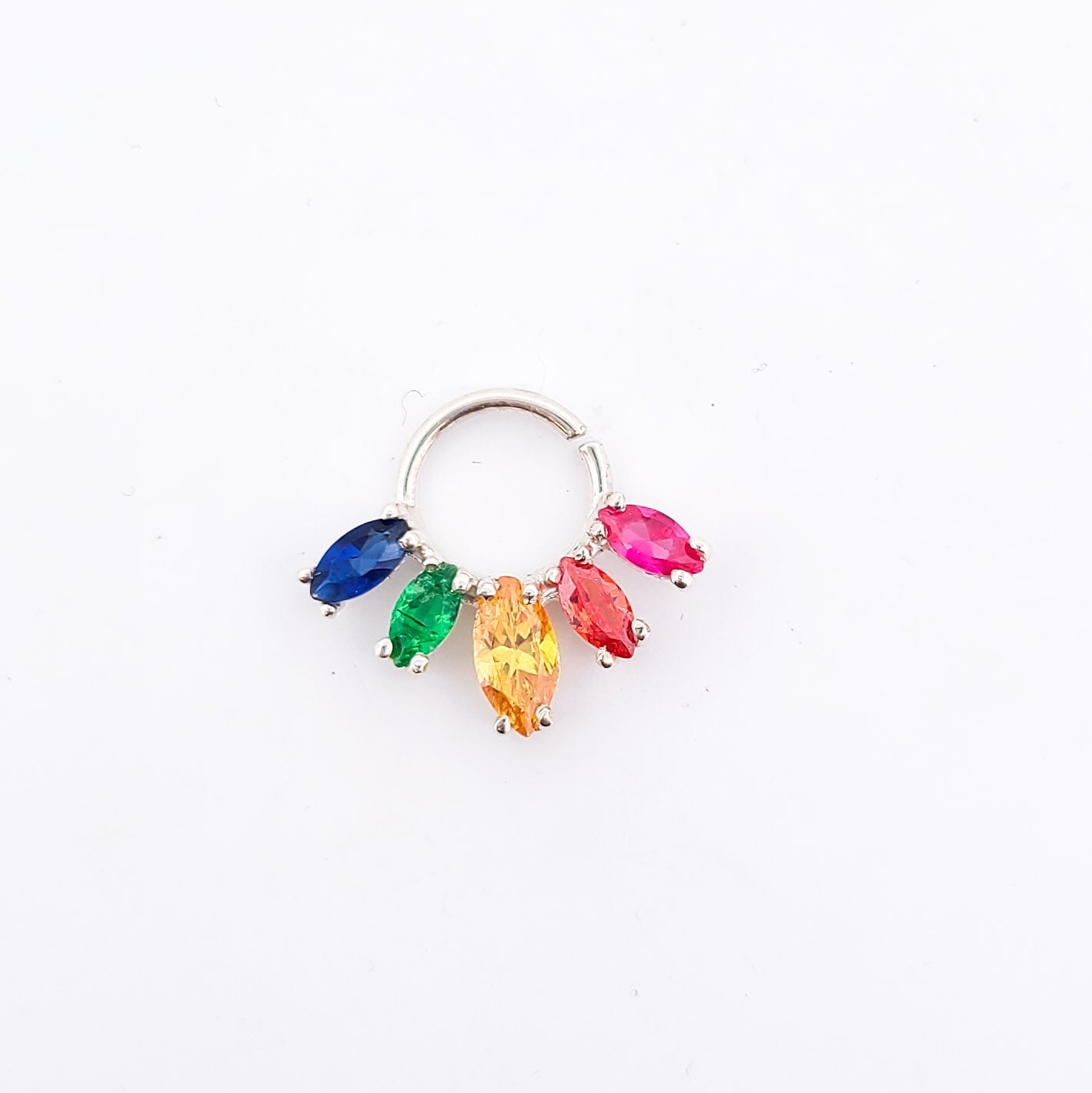 Rainbow Pride Flag Marquise Septum Piercing - Inchoo Bijoux