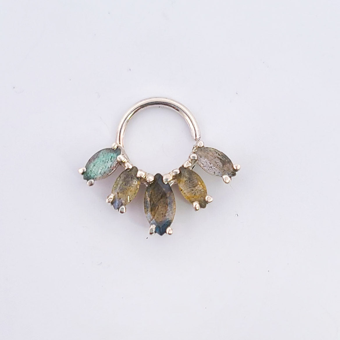 Statement Labradorite Septum Nose Piercing Marquise