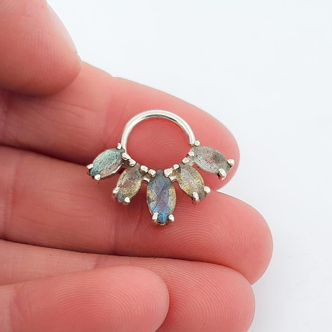 Statement Labradorite Septum Nose Piercing Marquise