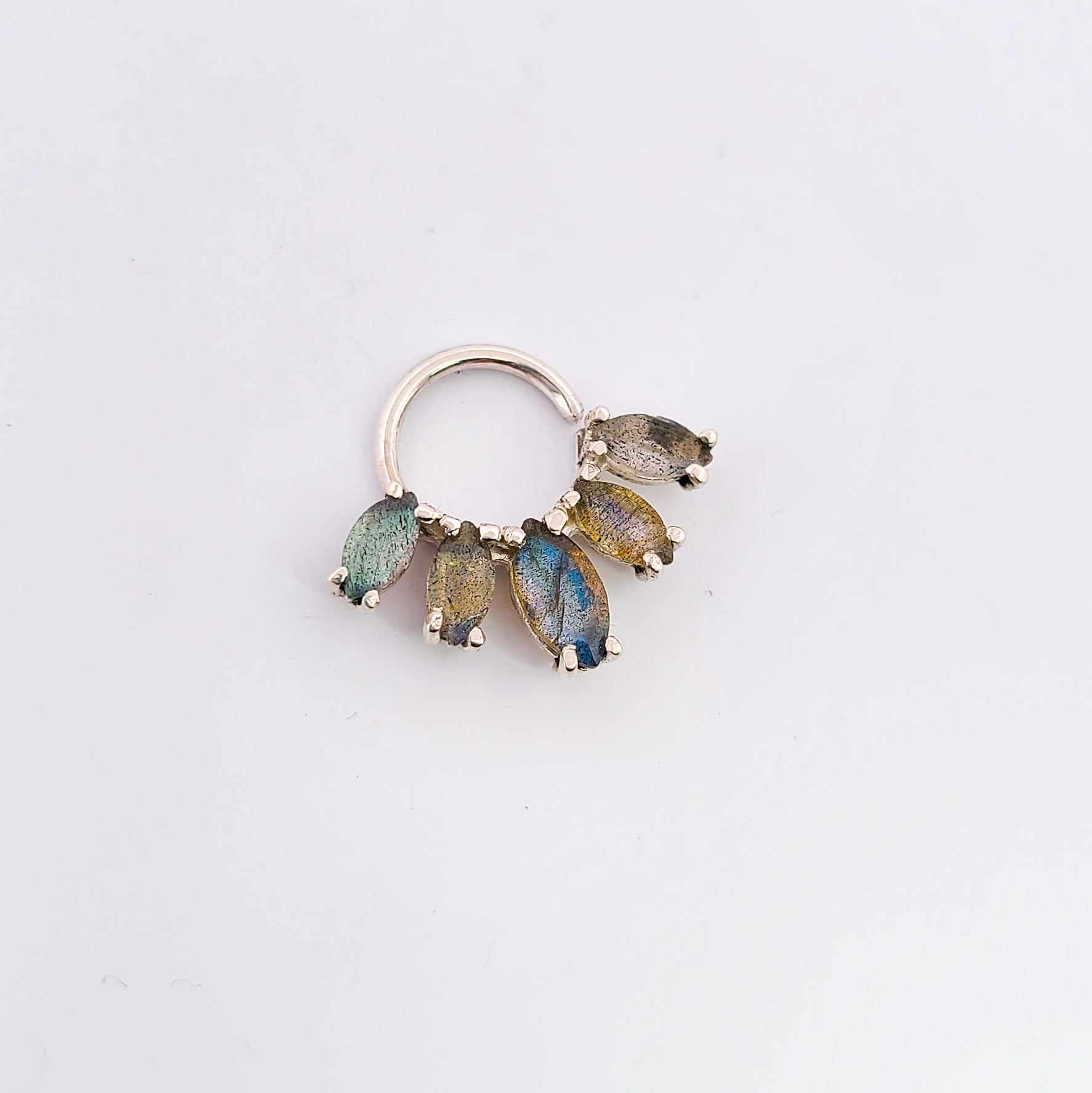 Statement Labradorite Septum Nose Piercing Marquise