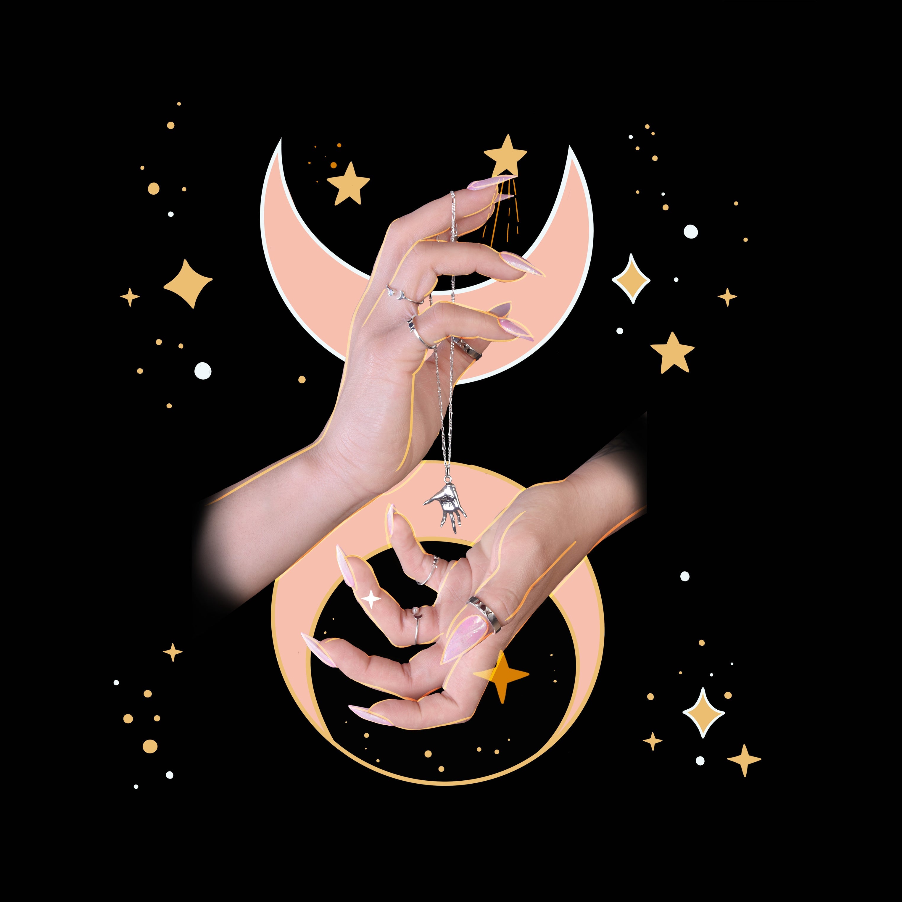 Witchy Palmistry Zodiac Hand Pendant - Left or Right - Inchoo Bijoux