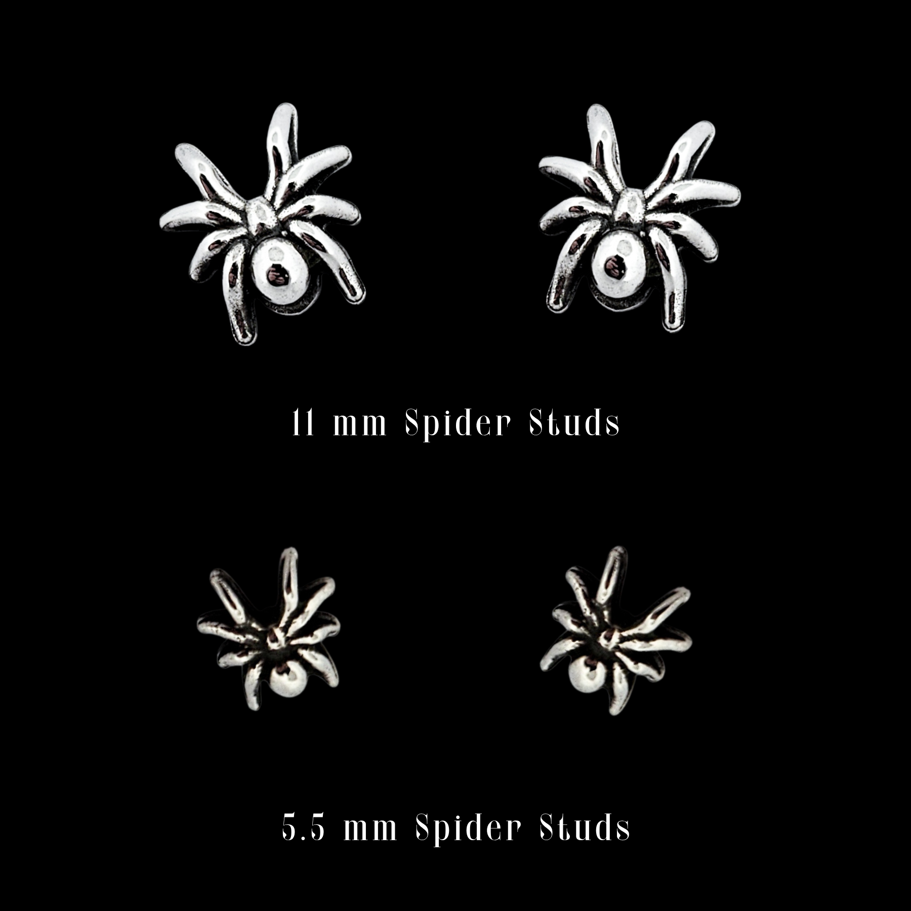 Medium Spider Stud Earrings Sterling Silver - Inchoo Bijoux